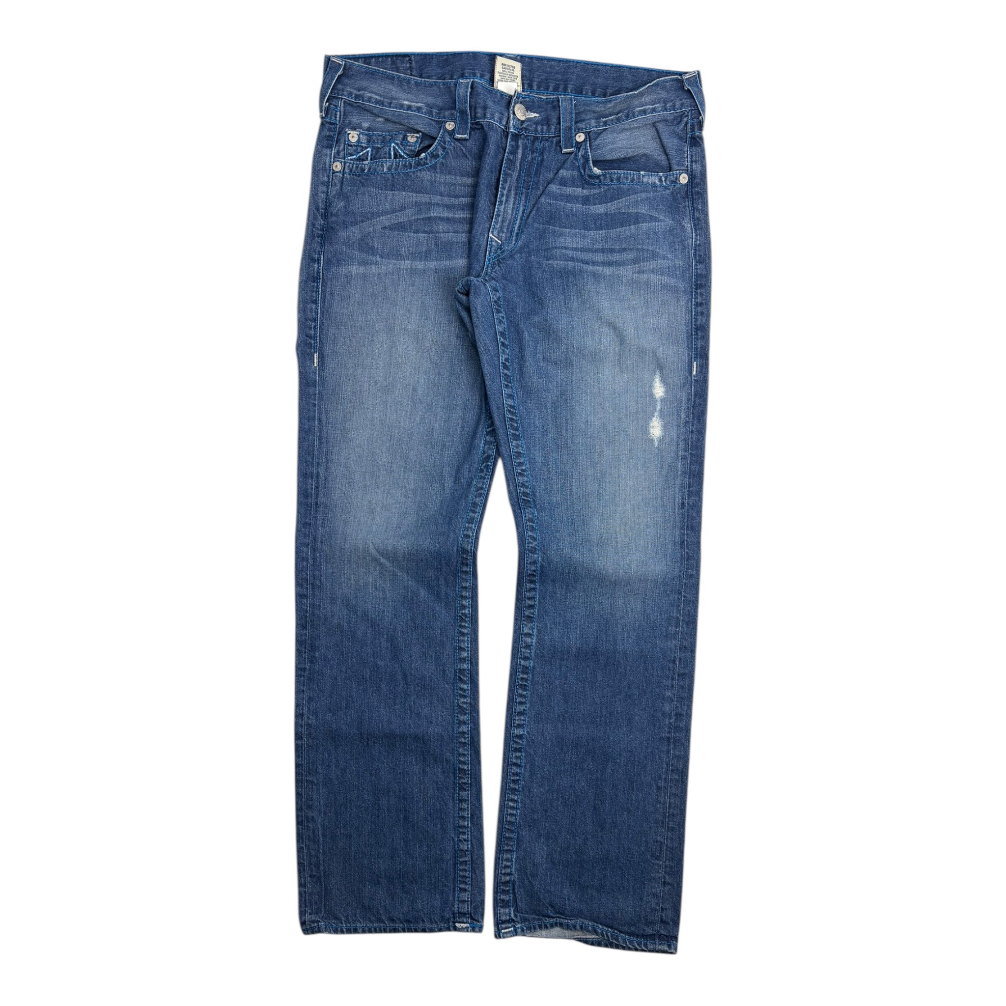 Vintage True Religion Straight Blue Stitch Medium Wash Denim