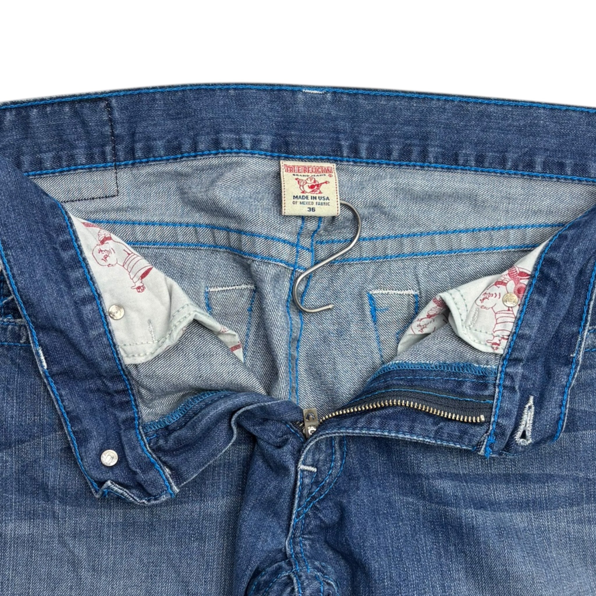 Vintage True Religion Straight Blue Stitch Medium Wash Denim