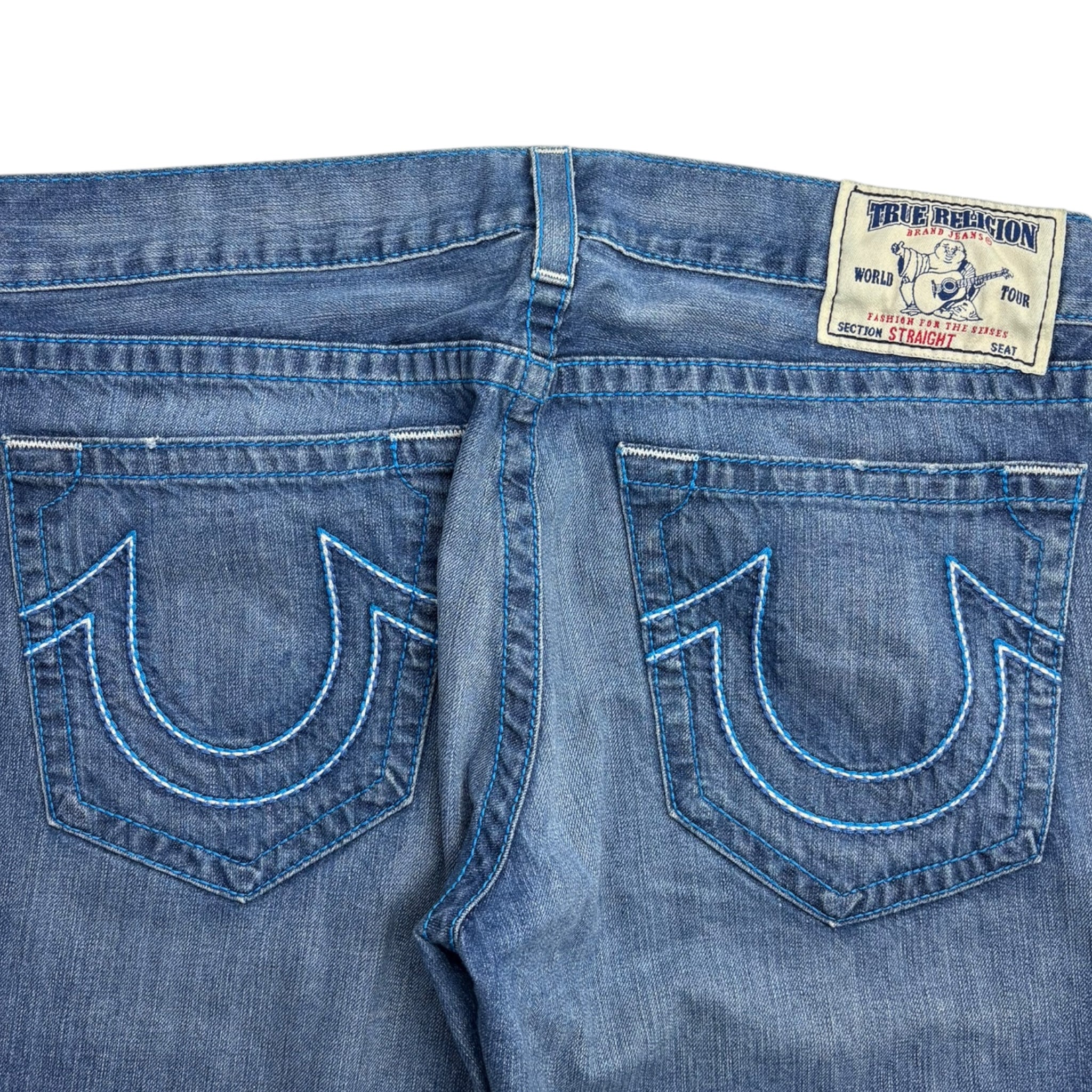 Vintage True Religion Straight Blue Stitch Medium Wash Denim