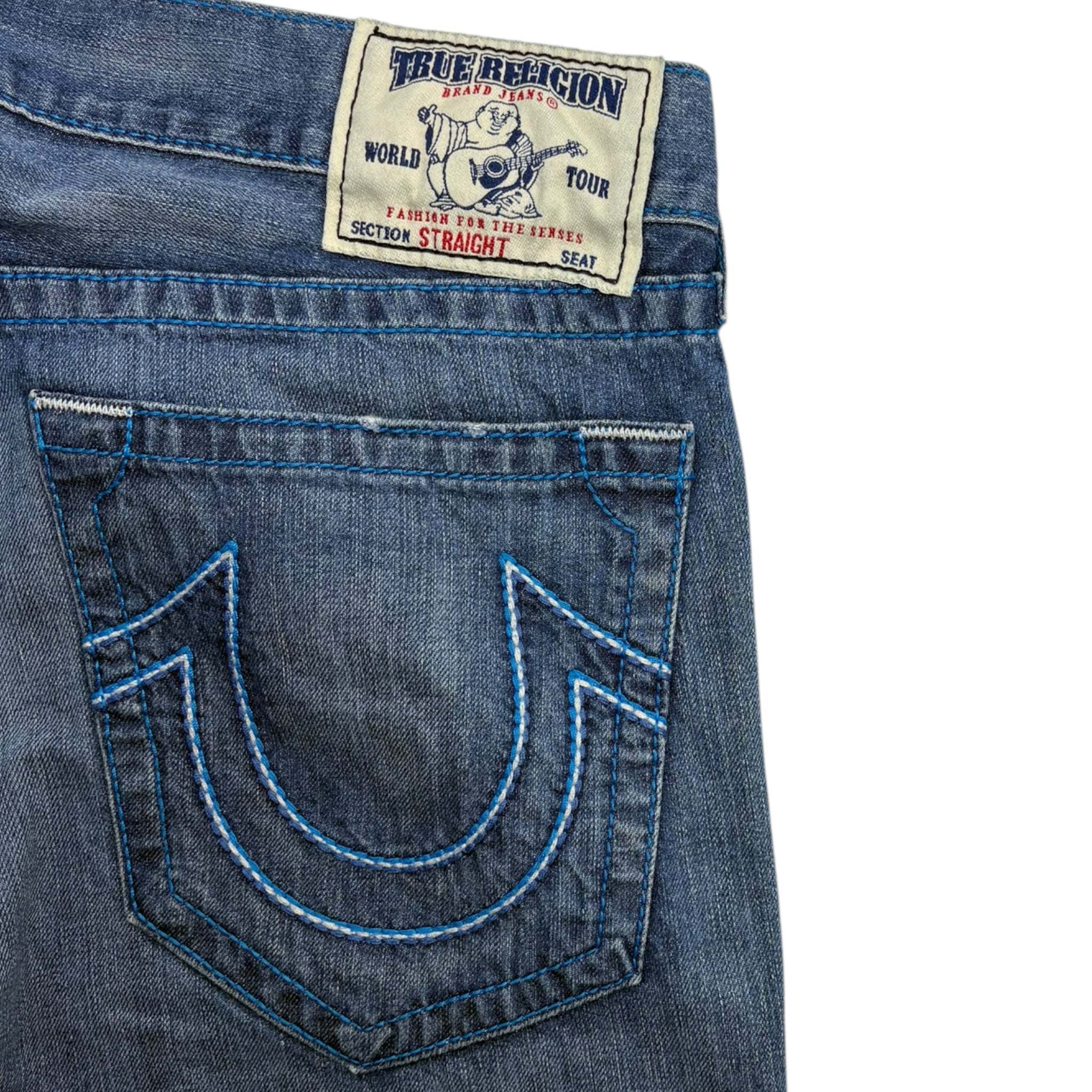 Vintage True Religion Straight Blue Stitch Medium Wash Denim