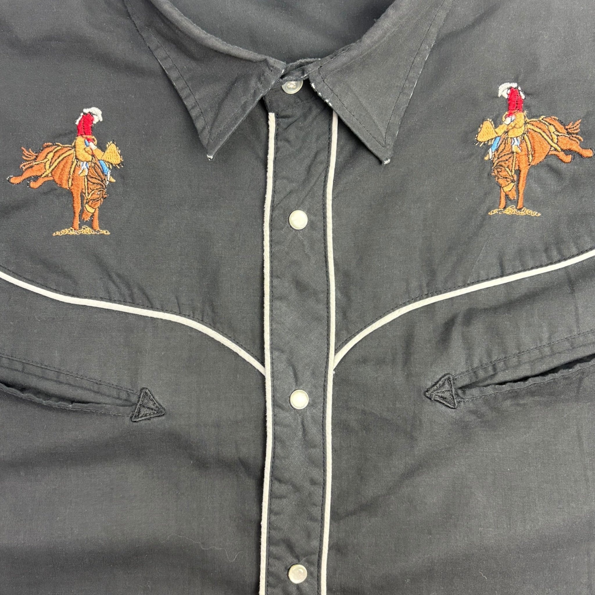 Vintage MWG Apparel Cowboy Embroidery Pearl Snap