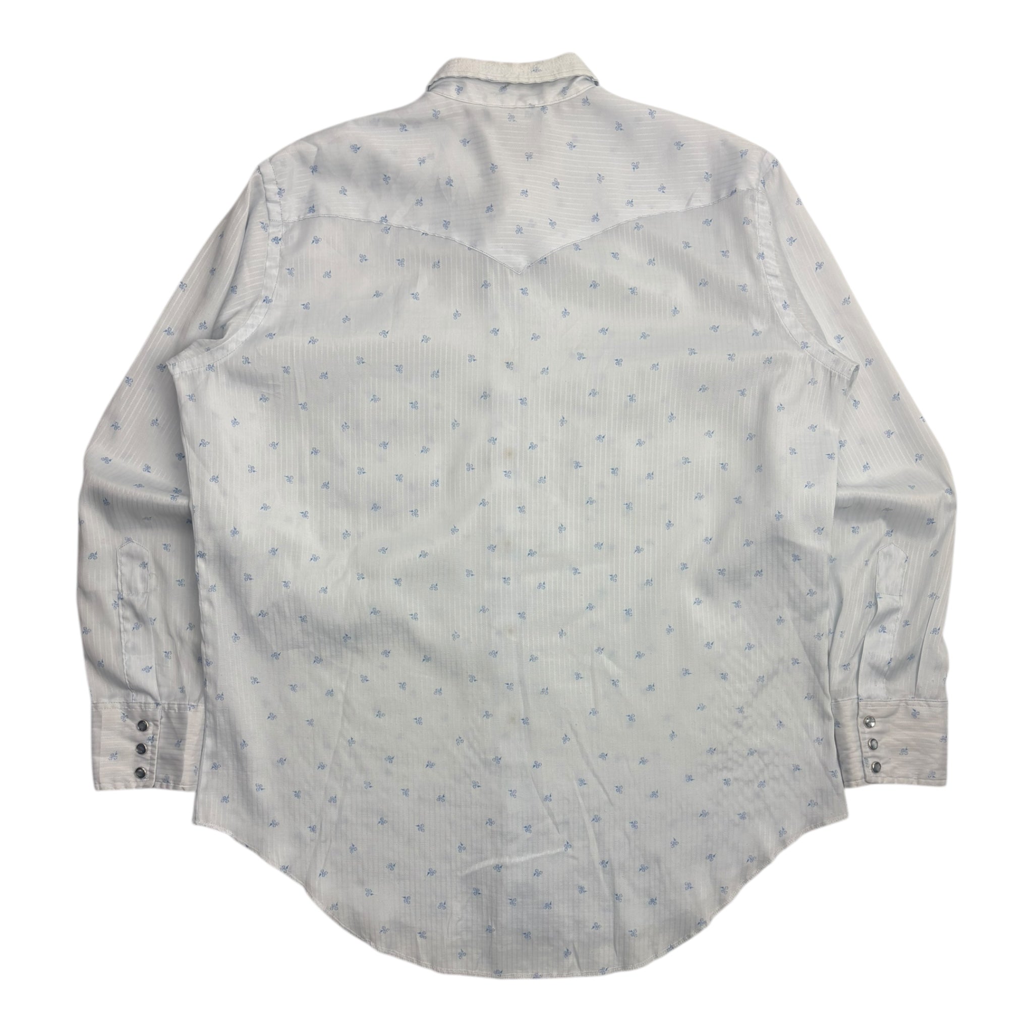 Vintage Wrangler Cute Floral Pearl Snap Soft Baby Blue
