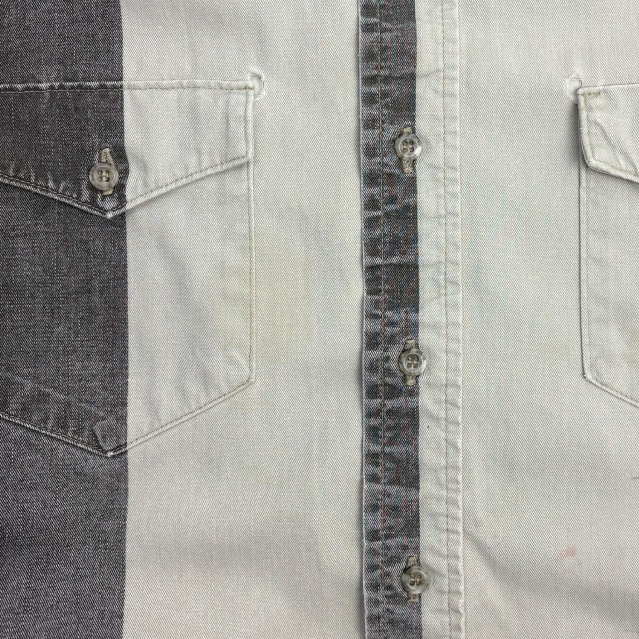 Wrangler Authentic Western Wear Vertical Stripe Button Up Navy/Light Blue