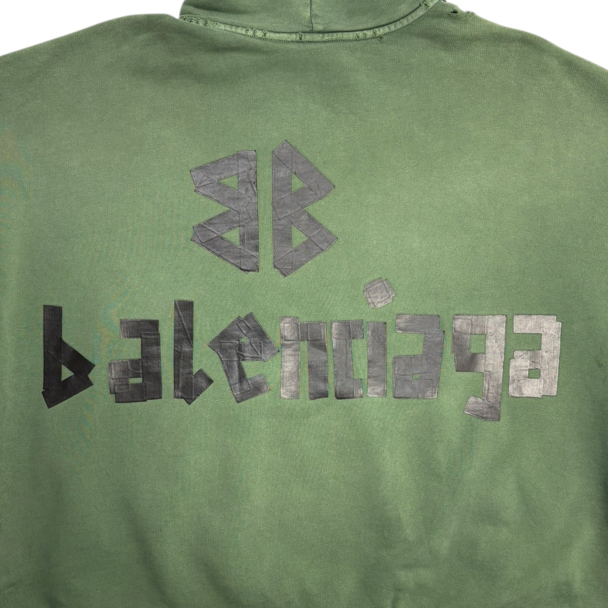 Balenciaga Tape Type Ripped Pock Hoodie Green