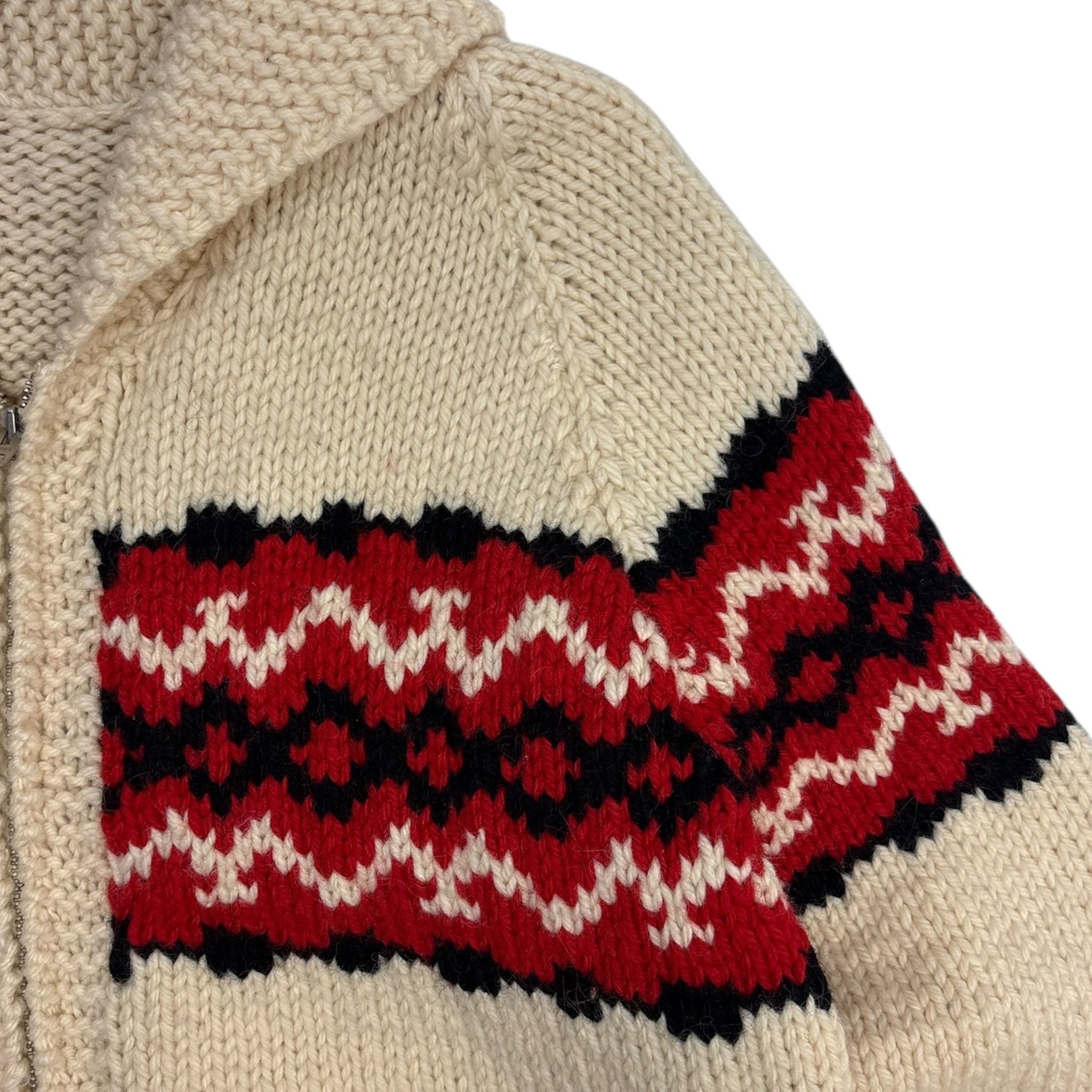 Vintage Cowichan Knit Zip Up Sweater Jacket