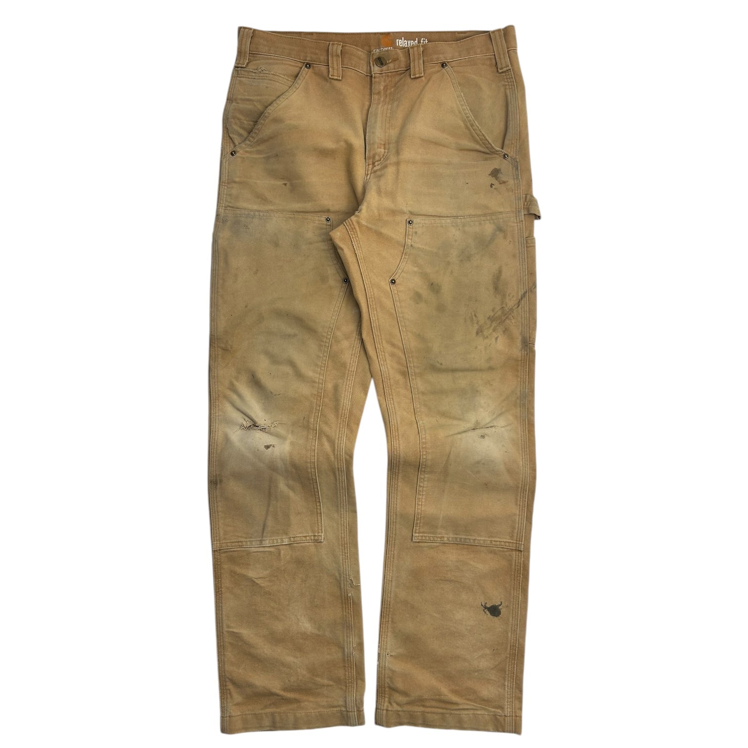 Beige Carhartt Relaxed Fit Double Knee Pants