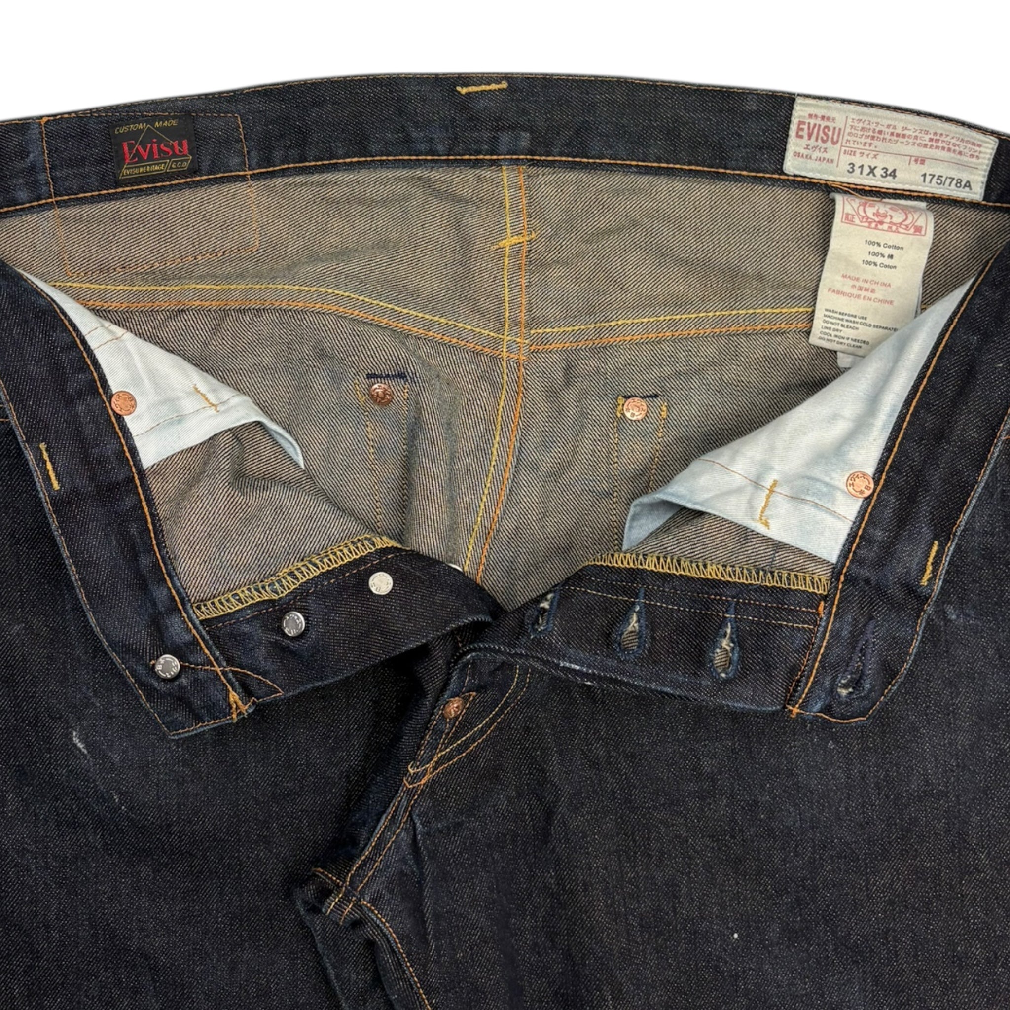 Vintage Evisu White Maniac Logo Selvedge Denim