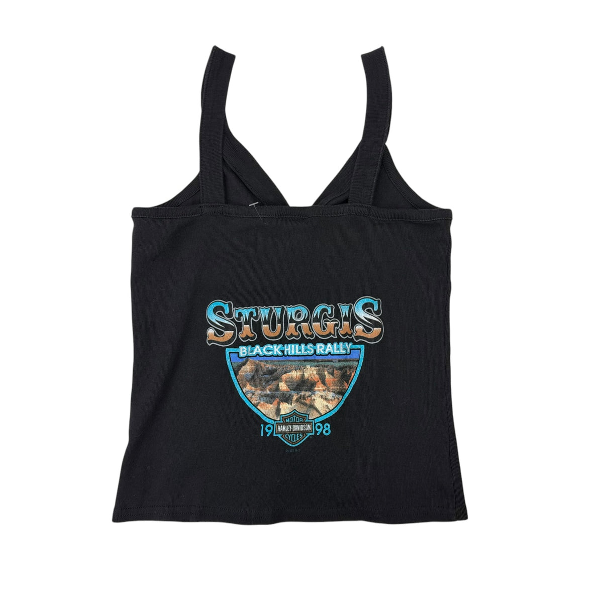 (W) Vintage Harley Davidson Sturgis Button Front Tank Top Black