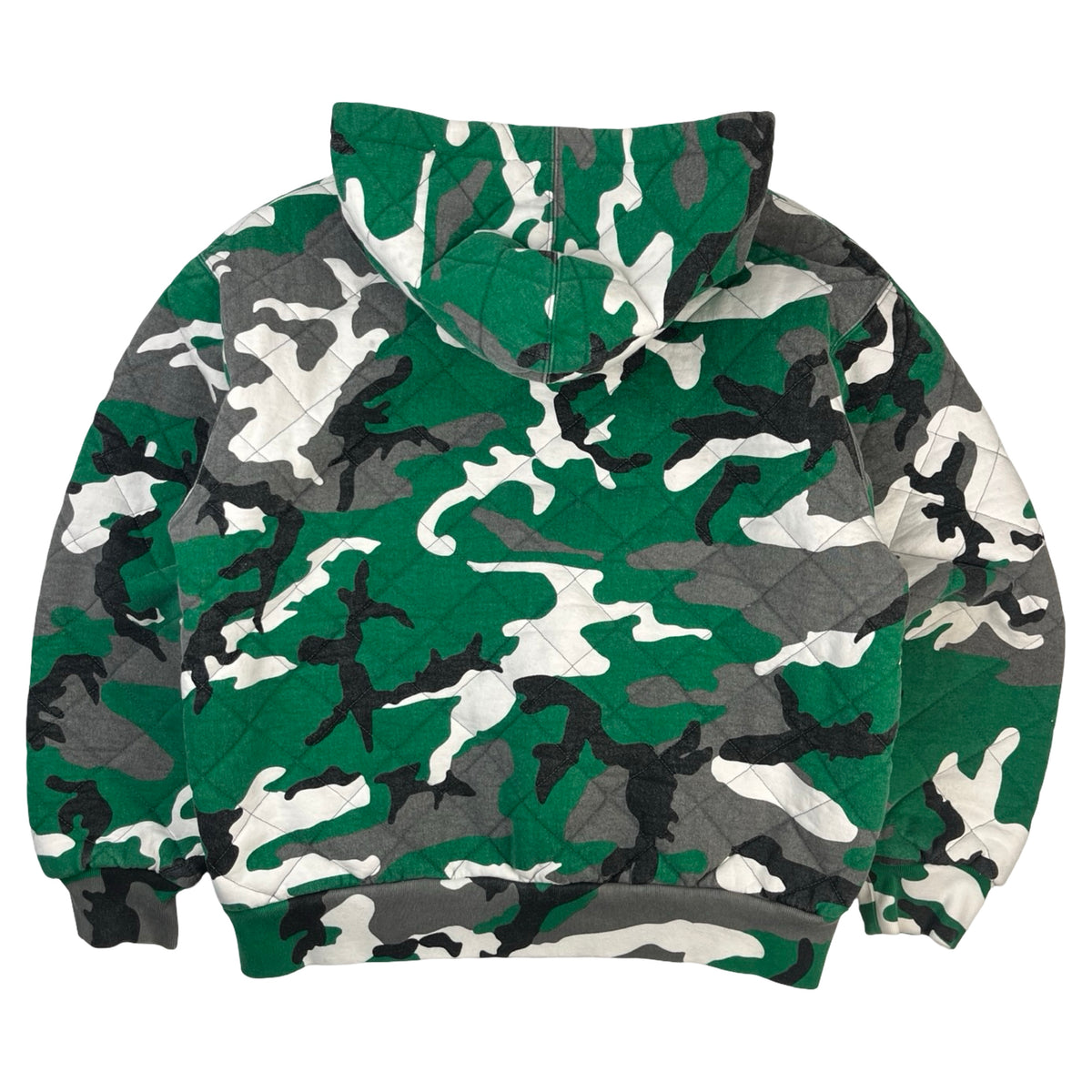 Supreme Quilted Zip Up Hooded Sweatshirt Green Camo