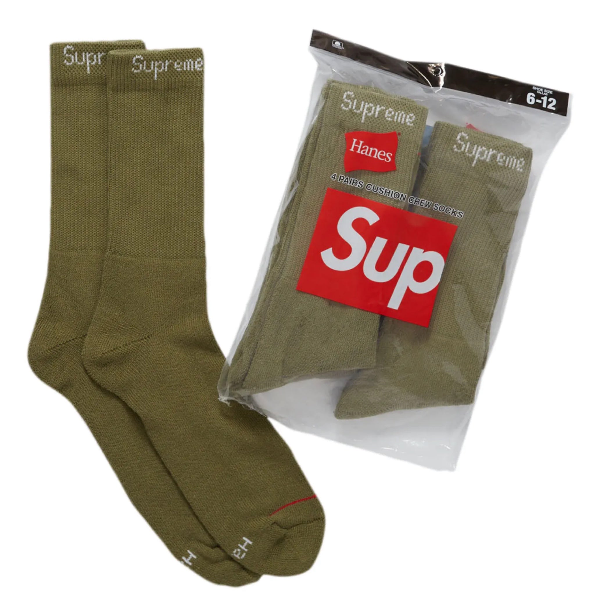 Supreme x Hanes Crew Socks Olive