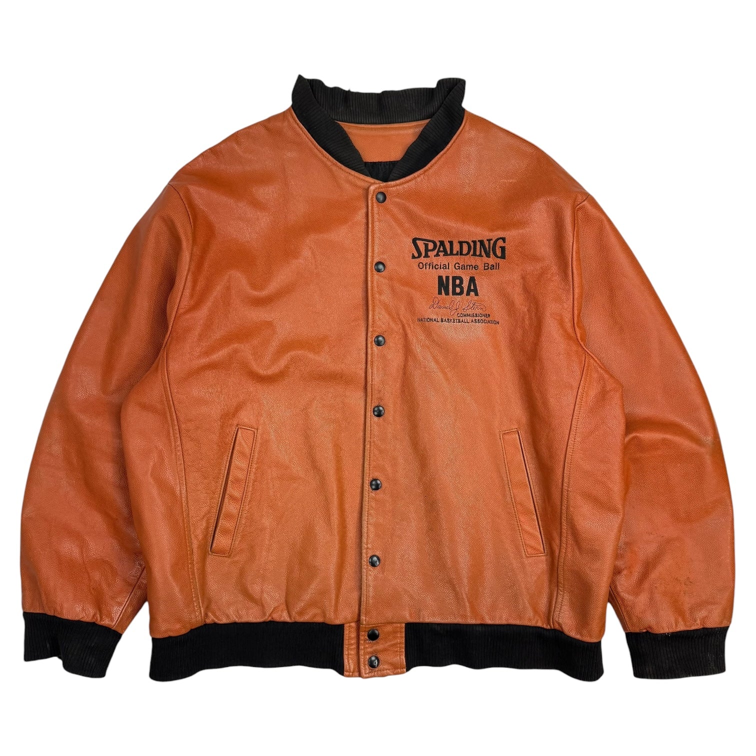 Vintage Spalding Official Game Ball NBA Basketball Leather Jacket Brown