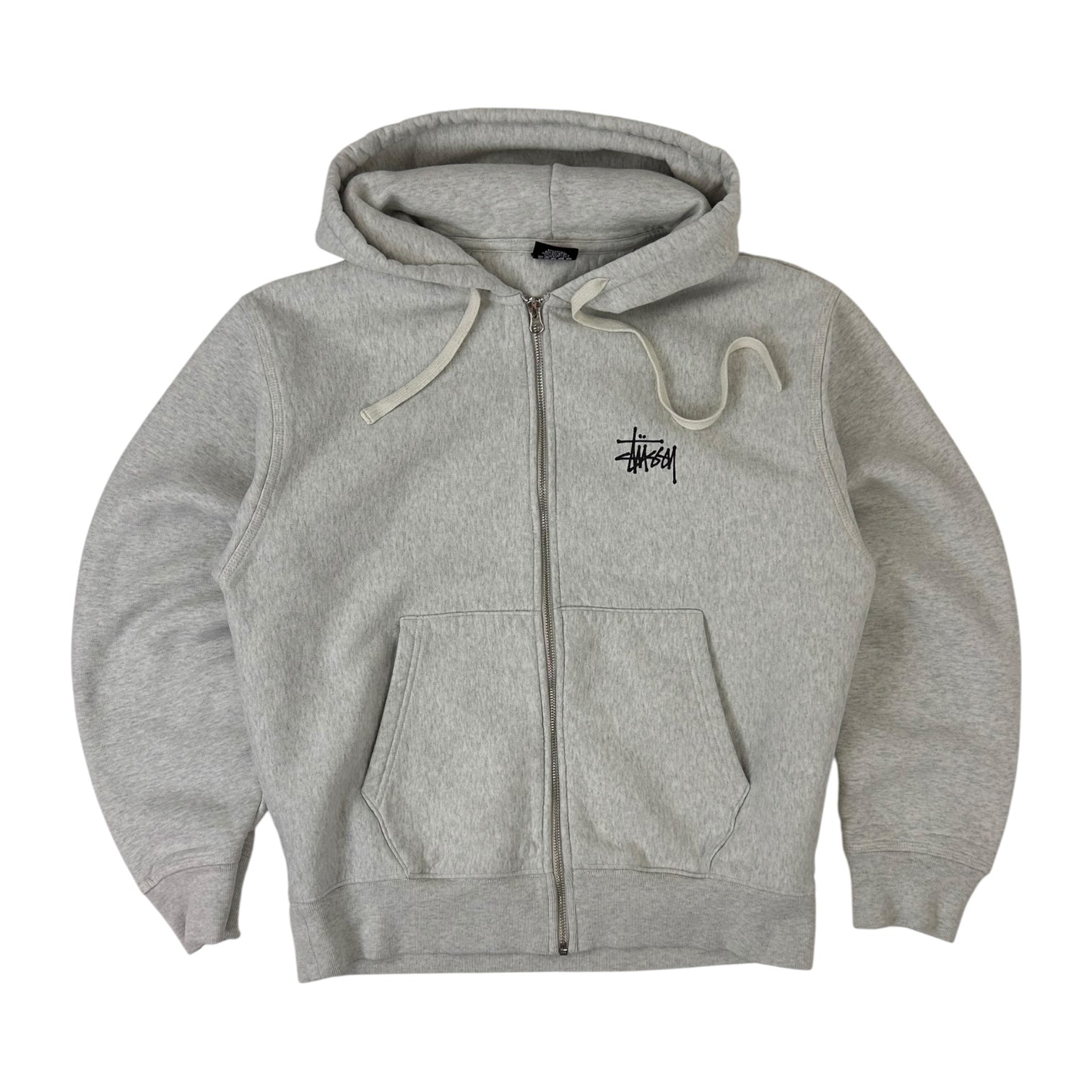 Stussy Basic Logo Zip Up Hoodie Grey