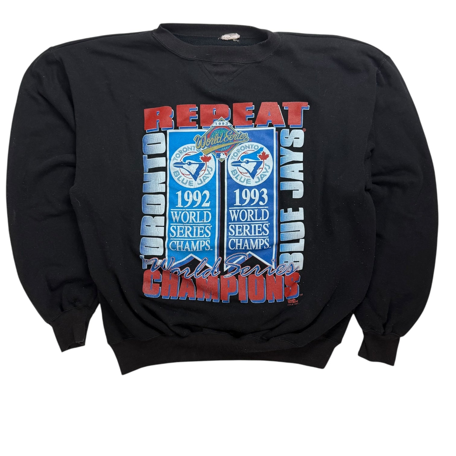 1993 Toronto Blue Jays Repeat Champions Crewneck Black