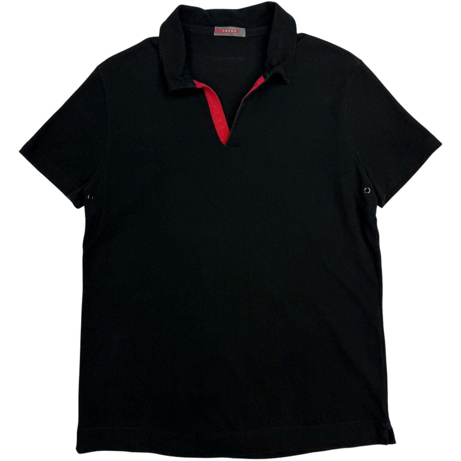 Prada Open Collar Polo Shirt Black