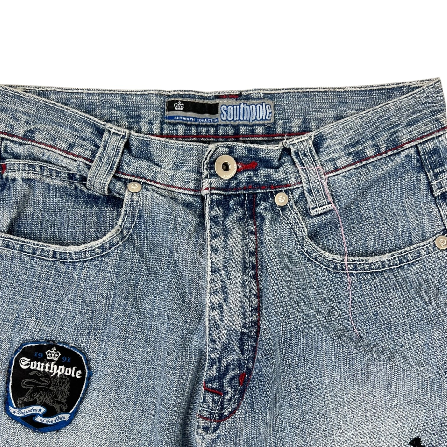 W) Vintage Y2K Southpole Crown Baggy Denim Pant Medium Wash
