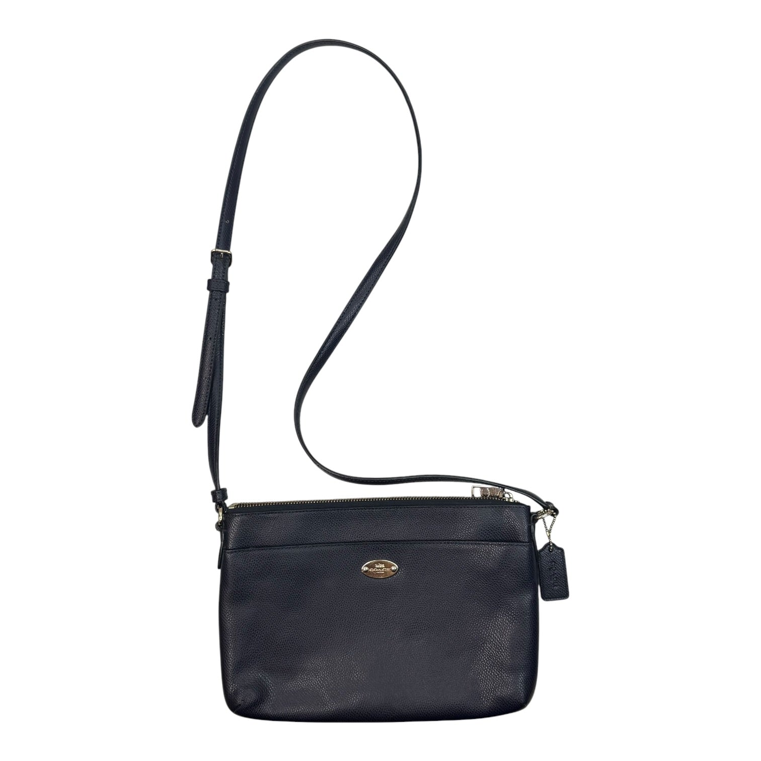 (W) Vintage Coach Leather CrossBody Bag Black