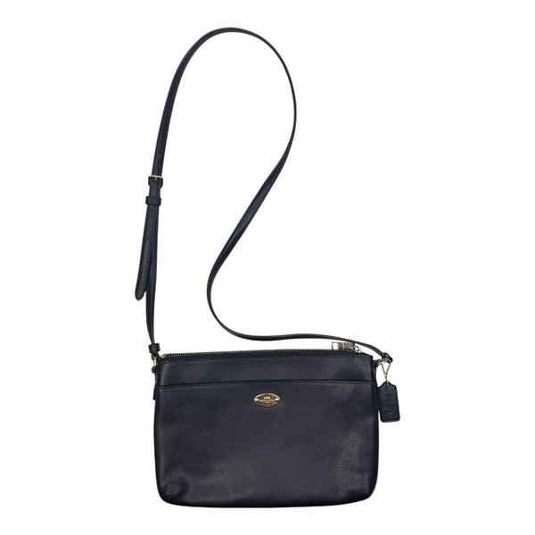 (W) Vintage Coach Leather CrossBody Bag Black