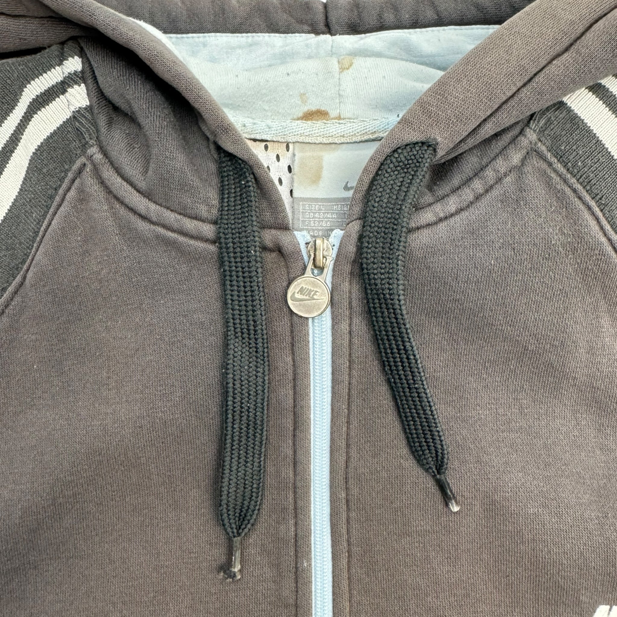 Vintage Y2K Nike Euro Zip Up Striped Hoodie