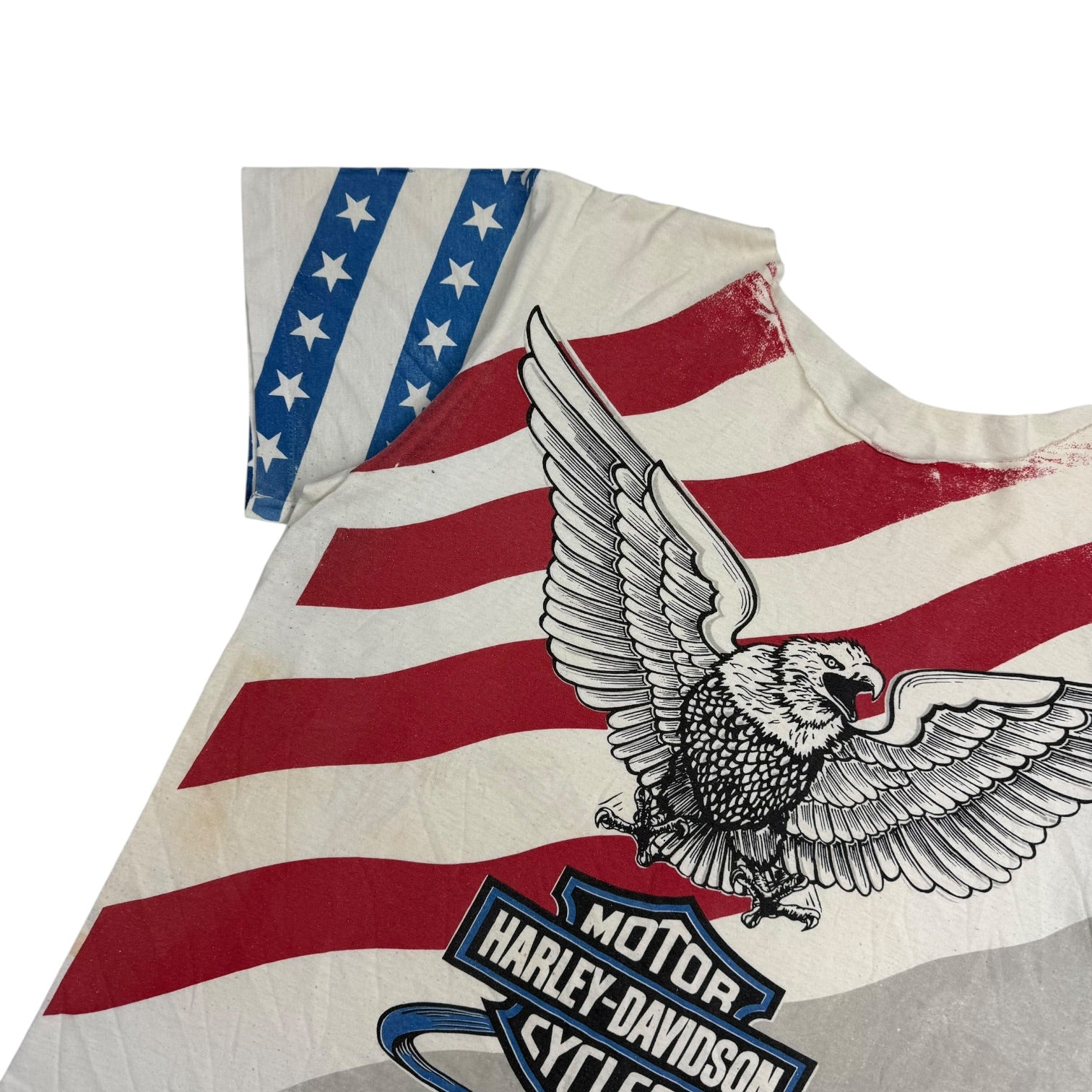 Vintage Harley Davidson USA Flag Tee White
