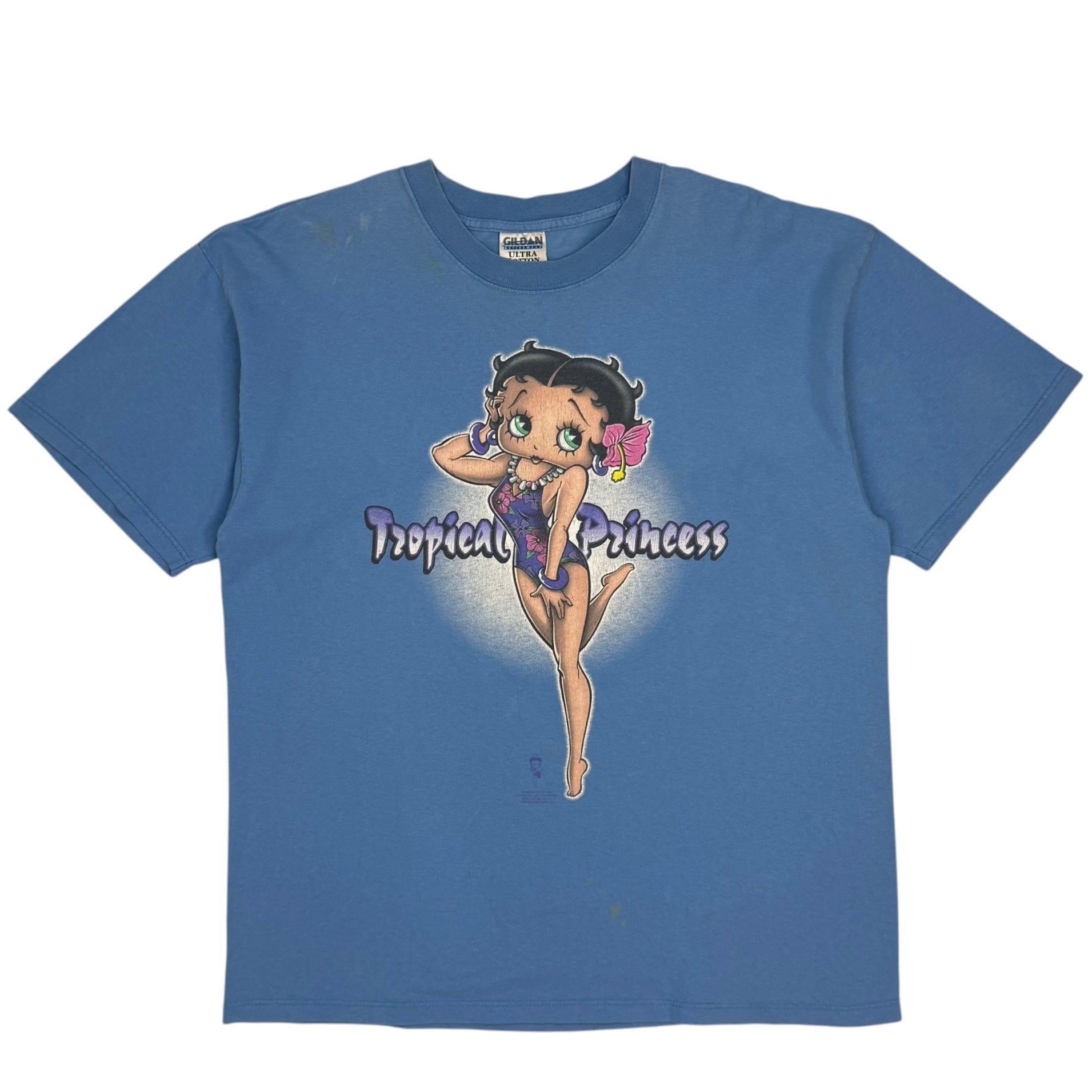 1996 Betty Boop Tropical Princess Tee Blue