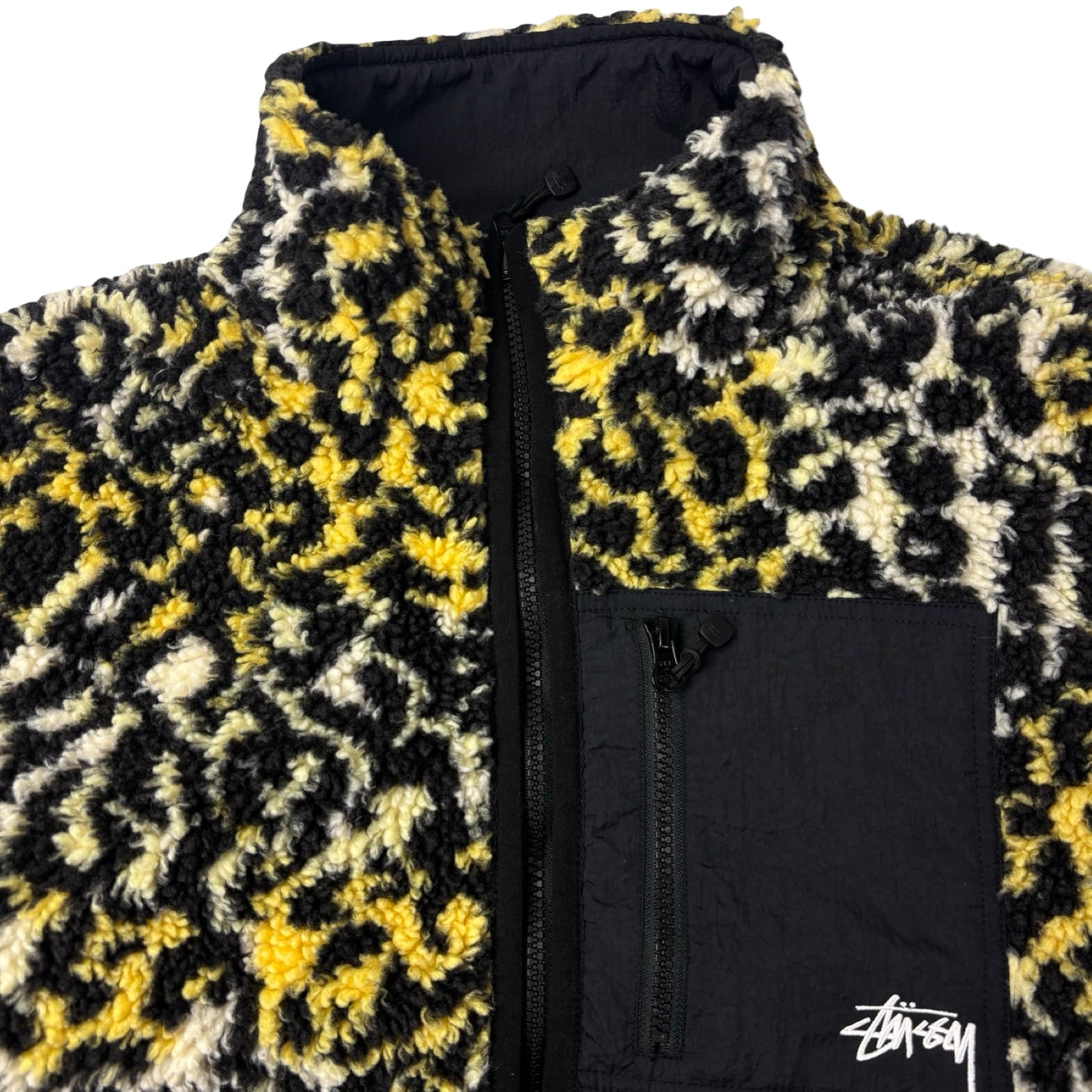 Stussy Sherpa Reversible Jacket Yellow Leopard