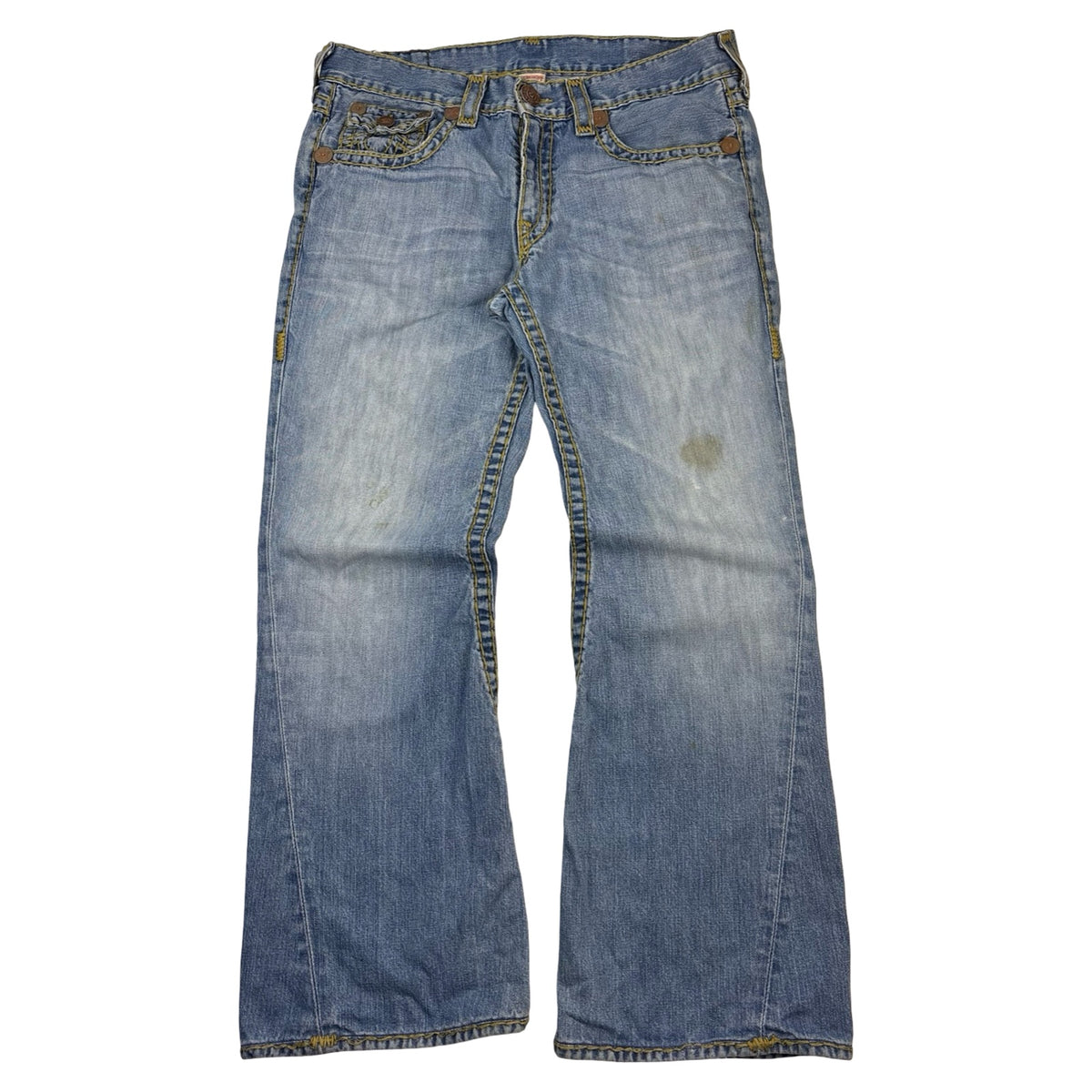 Vintage True Religion Contrast Stitch Boot Cut Jean Pant Medium Wash