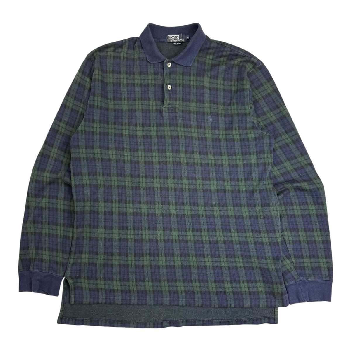 Vintage Polo Ralph Lauren L/S Tartan Polo Blue/Green