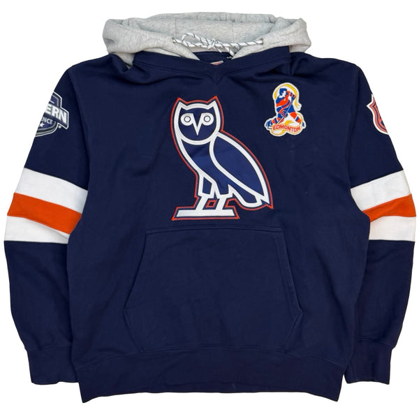 OVO X NHL Edmonton Oilers Stripe Hoodie Navy