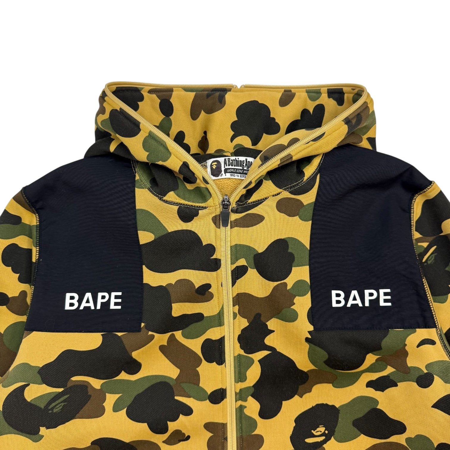Bape 1st Camo Patched Wide Full Zip Hoodie Yellow/Camo