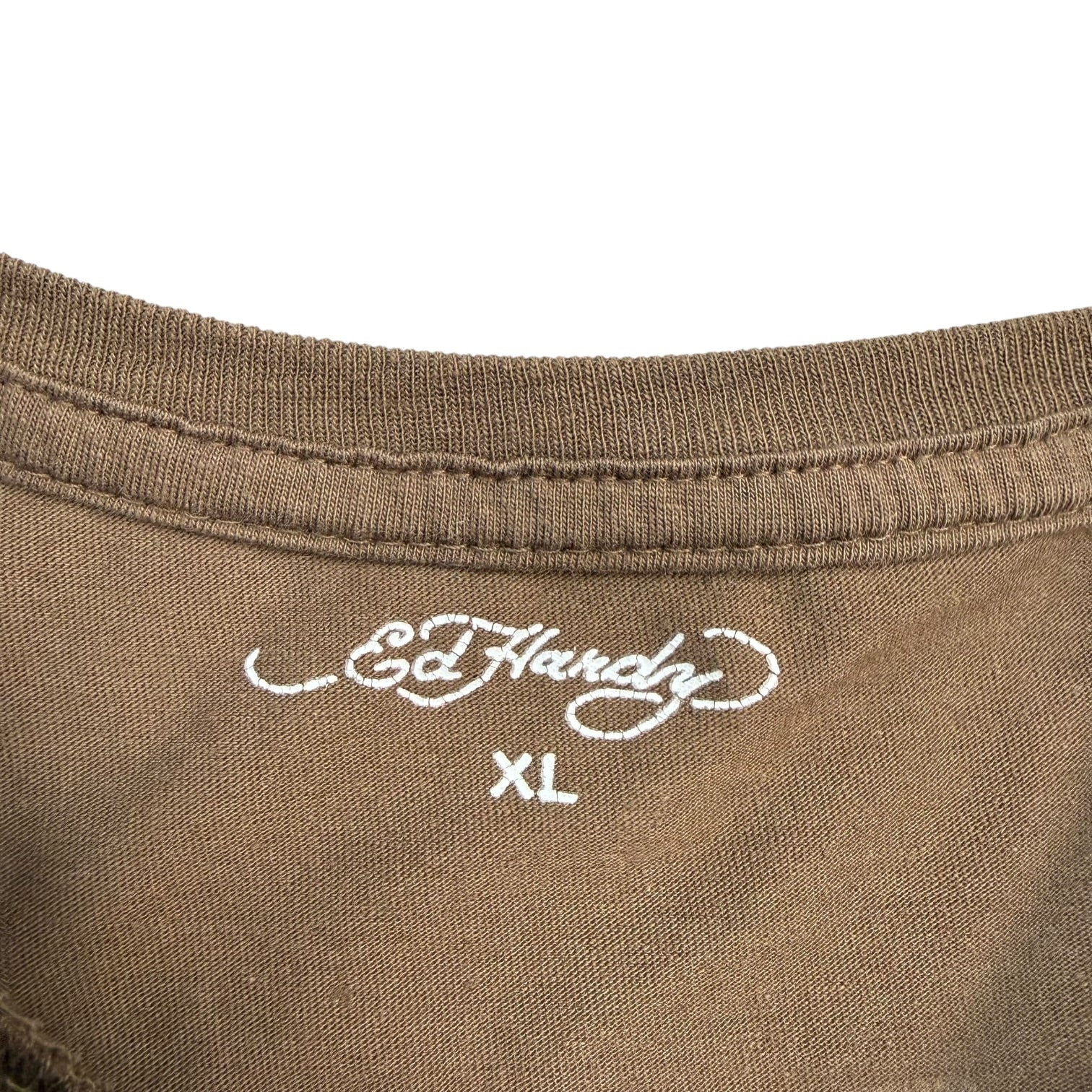 (W) Vintage Christian Audigier Ed Hardy Crop Top Brown