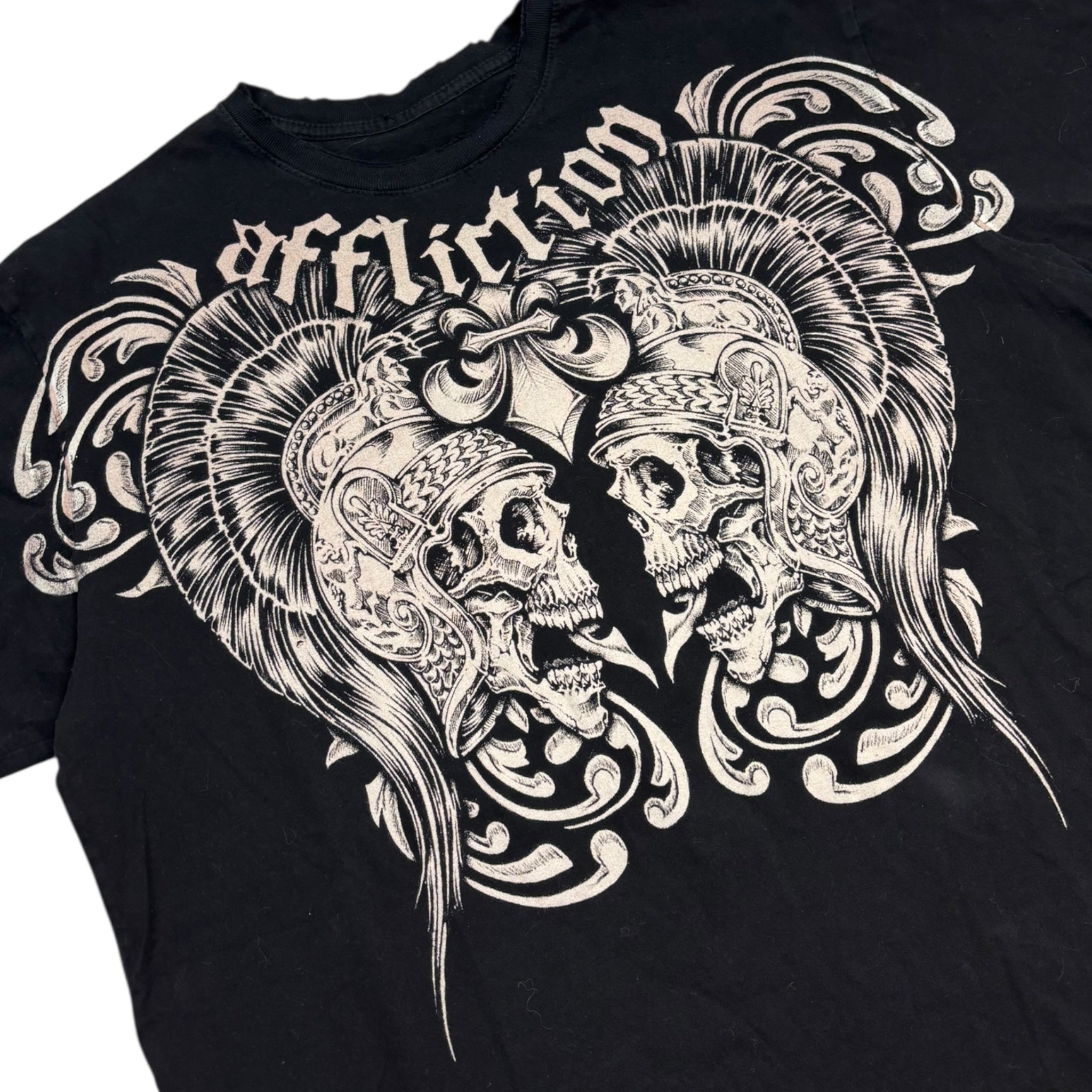 Vintage Y2K Affliction 2 Skulls Mike Whitehead T-Shirt