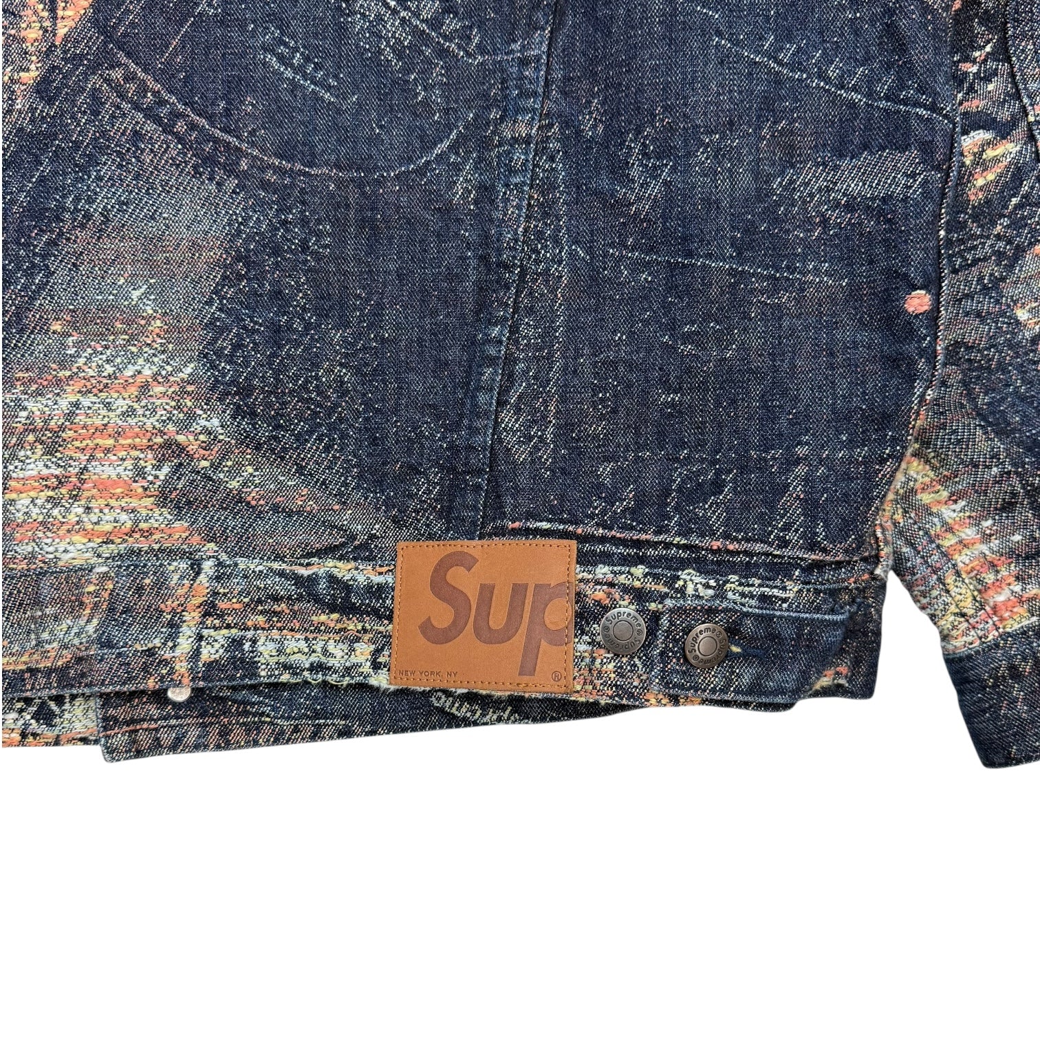 Supreme Archive Denim Jacquard Trucker Jacket Dark Wash