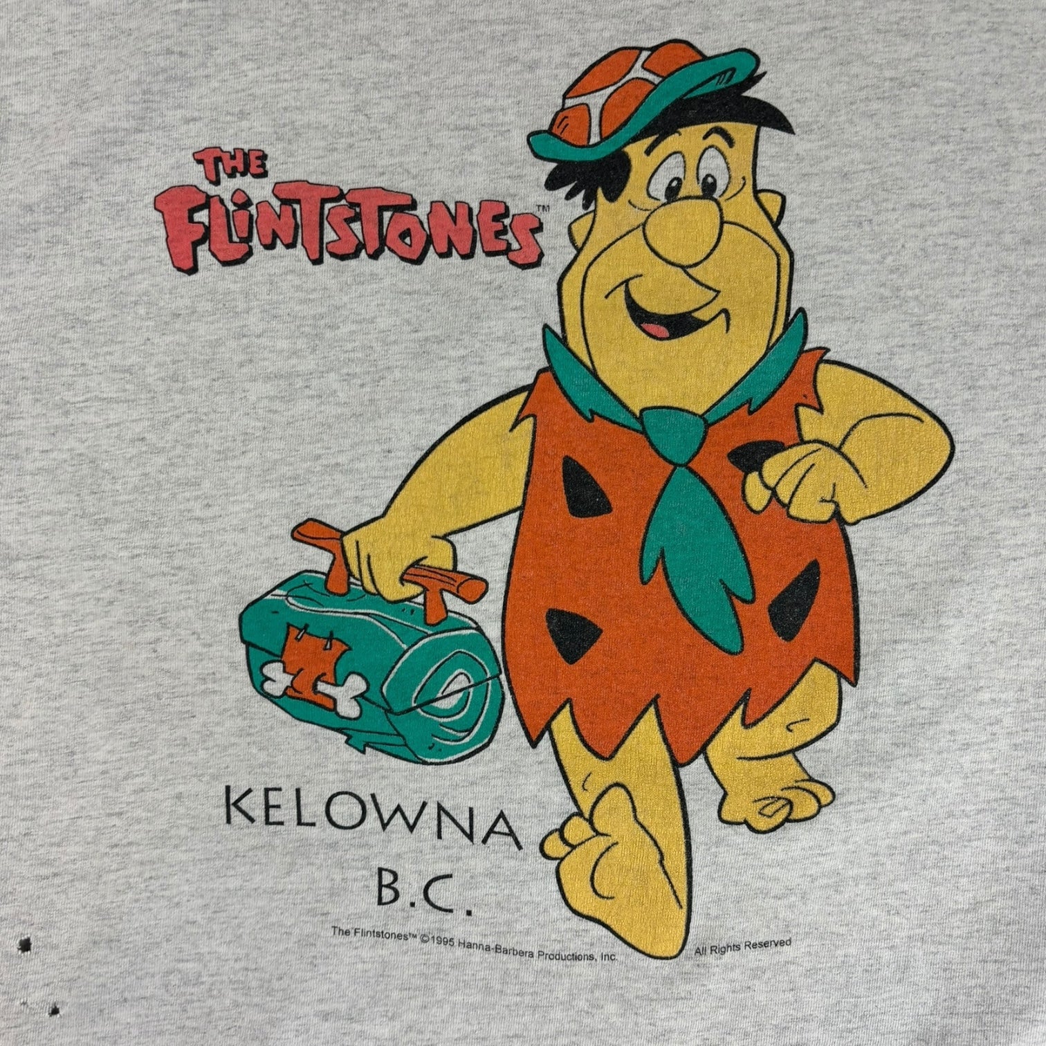 Vintage 1995 The Flintstones Kelowna BC T-Shirt Grey