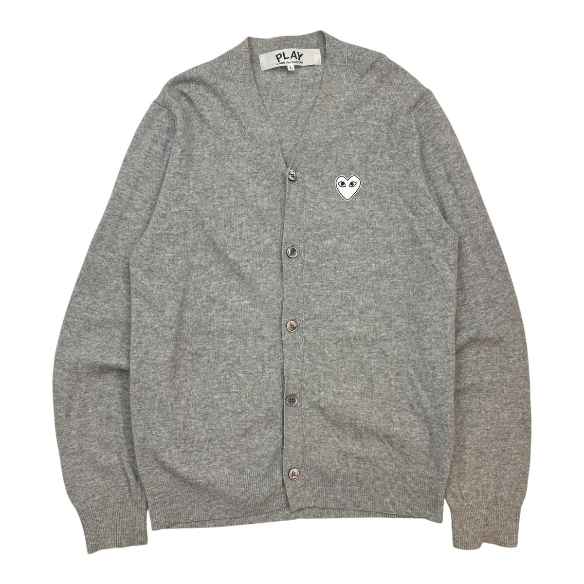 Comme Des Garçons PLAY Cardigan Sweater Grey