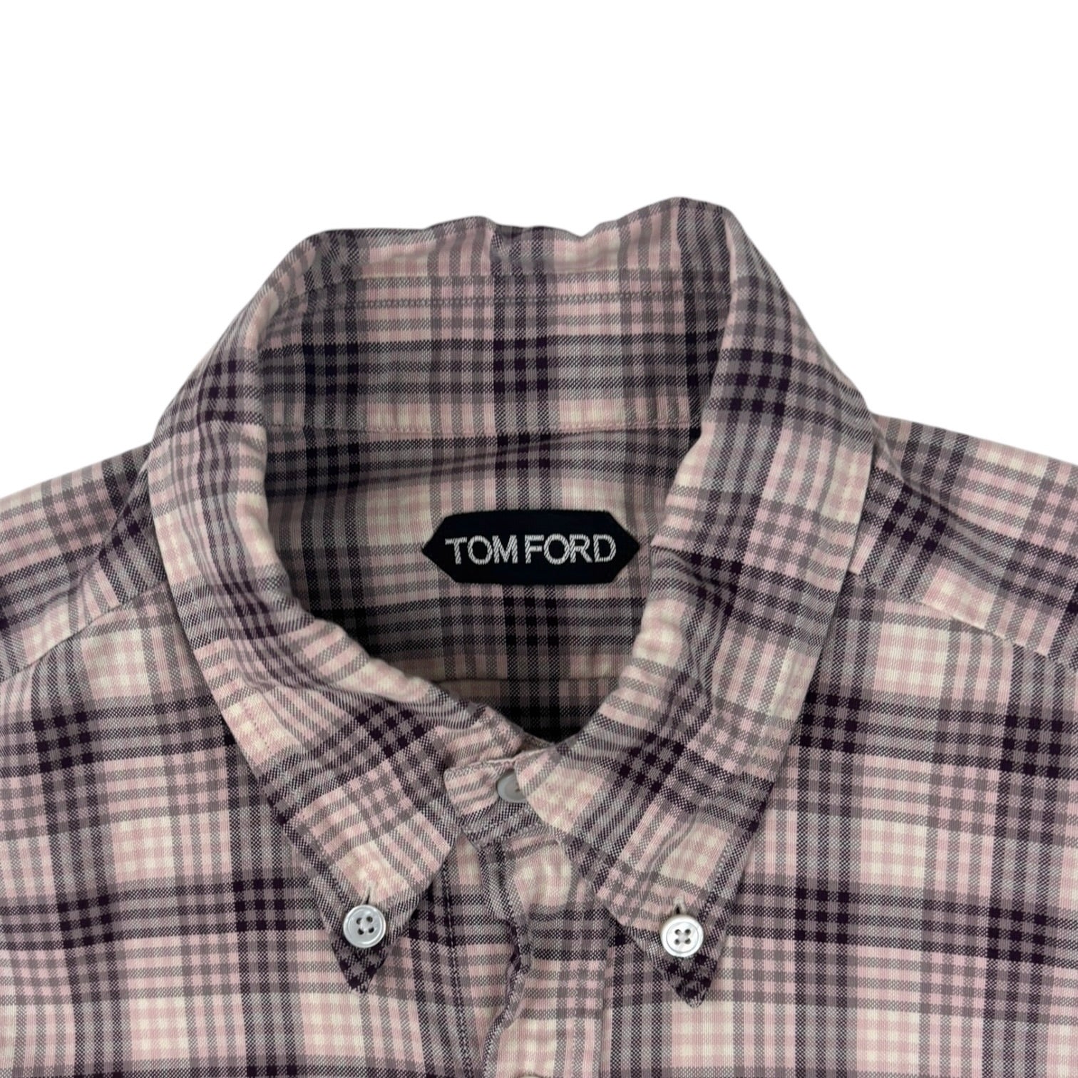 Tom Ford Plaid Check Cotton Button-Up Pink