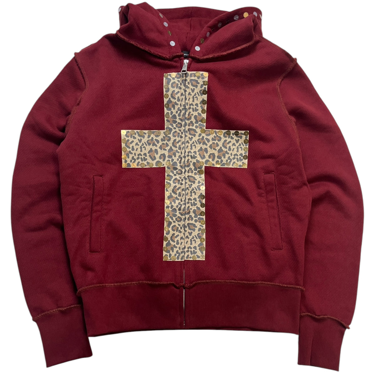 XaLWORCLO No.0 Cross Leopard Print Sequin Hoodie