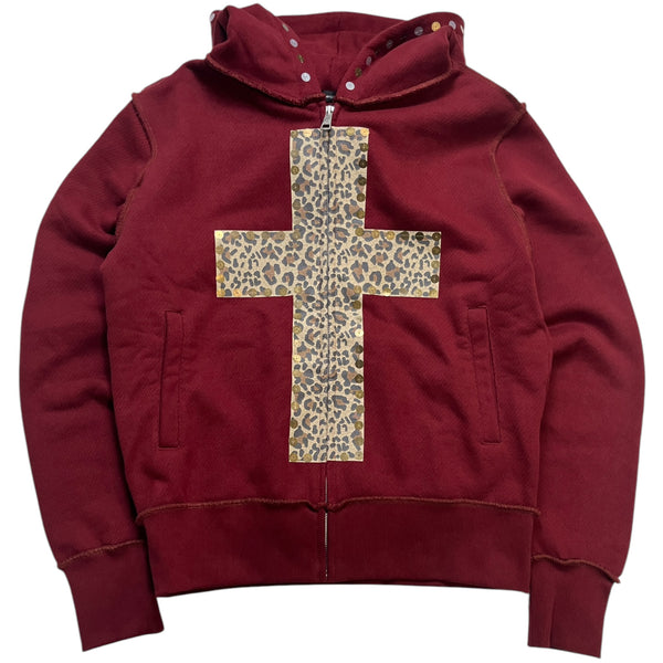 XaLWORCLO No.0 Cross Leopard Print Sequin Hoodie