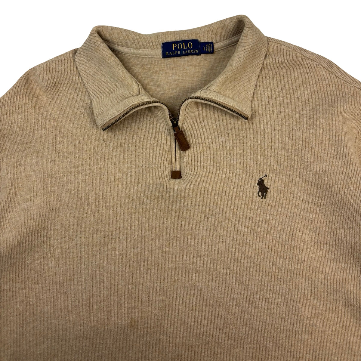 Vintage Polo Ralph Lauren Open Hem 1/4 Zip Beach Sand