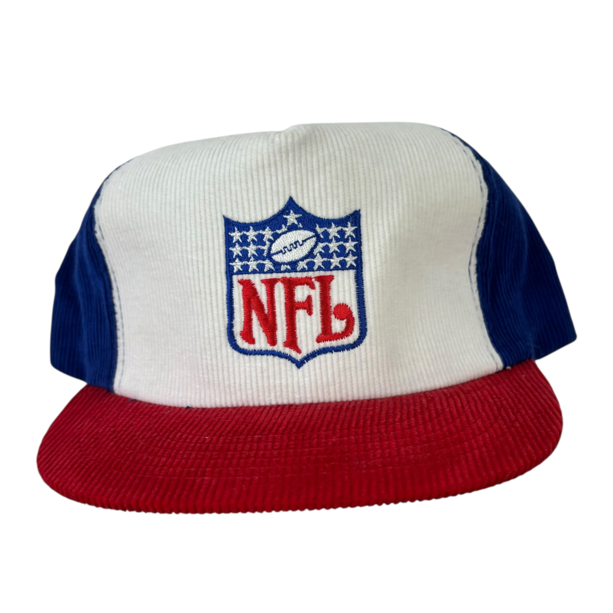 Vintage NFL Corduroy SnapBack Hat White/Red/Blue