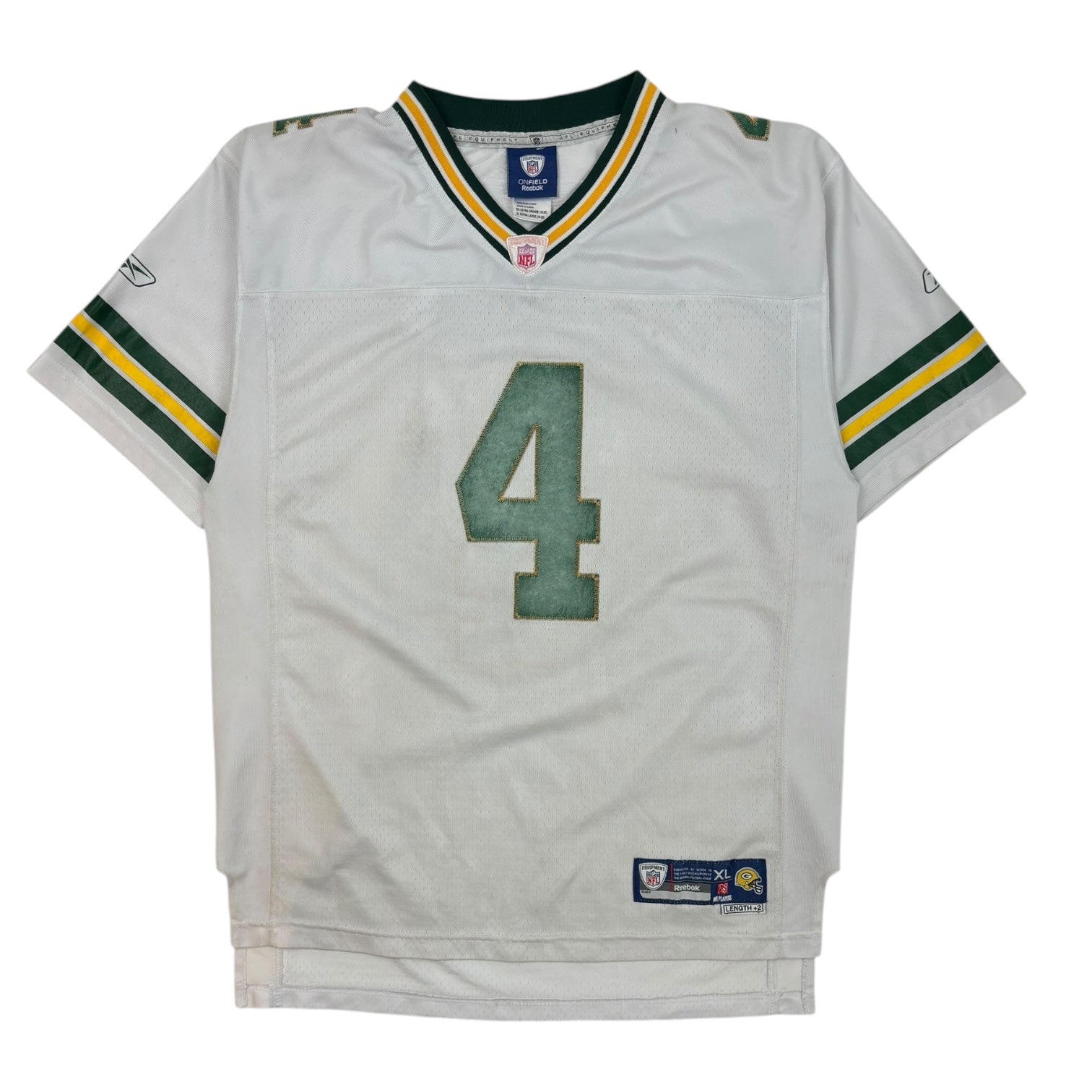 Vintage Reebok Green Bay Packers Brett Favre Football Jersey White