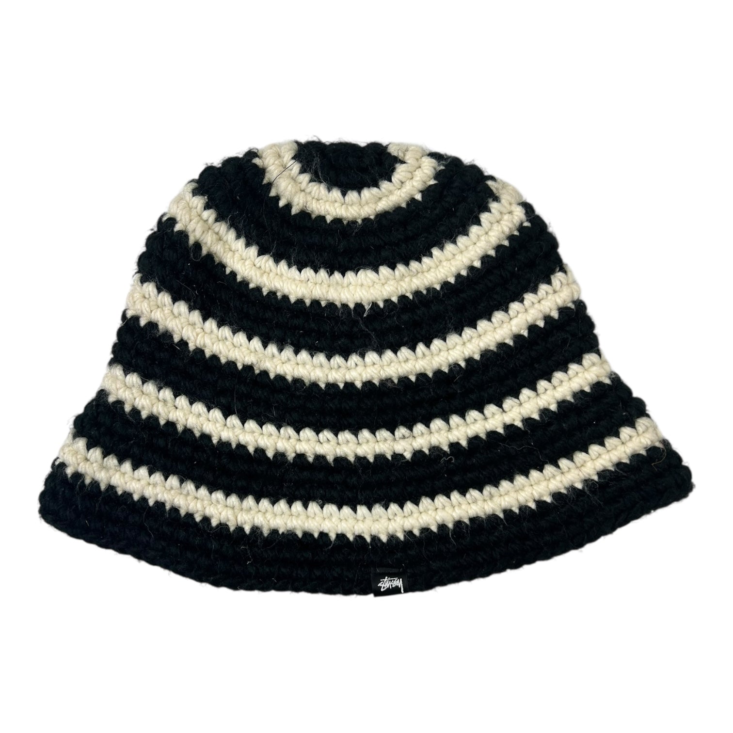 Stussy Striped Knit Bucket Hat Black