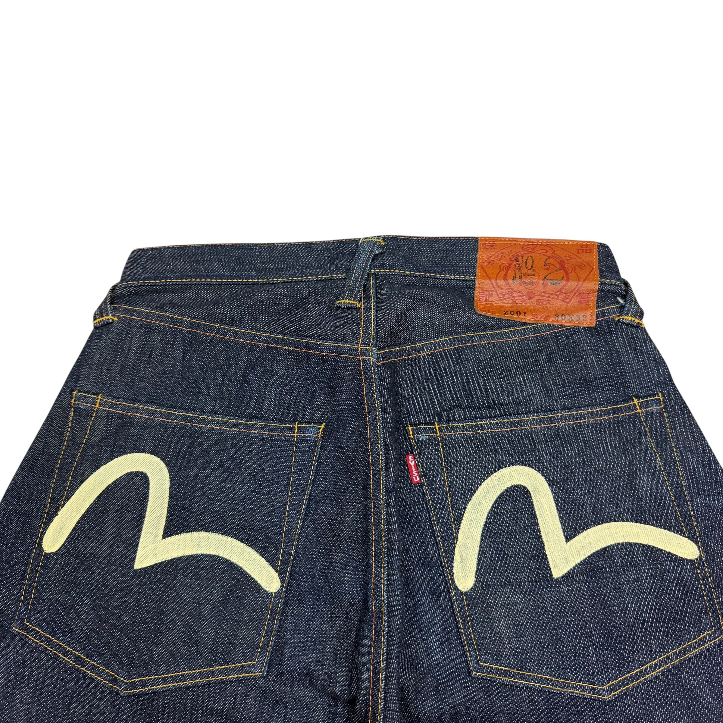 Evisu Straight Leg Raw Denim Jeans Indigo