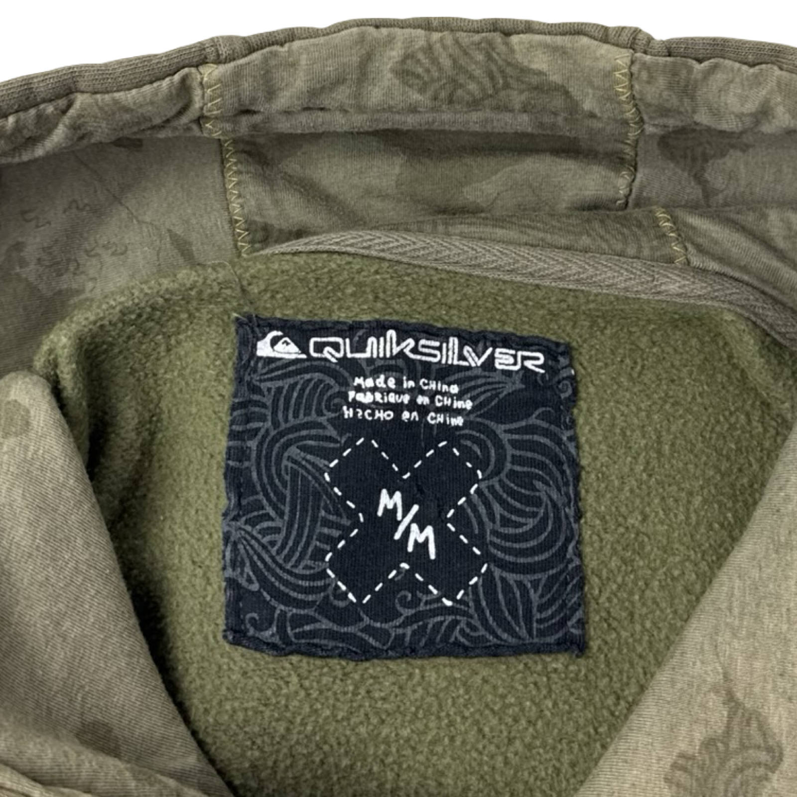 Vintage Y2K Quiksilver Embroidered Surf Hoodie Khaki