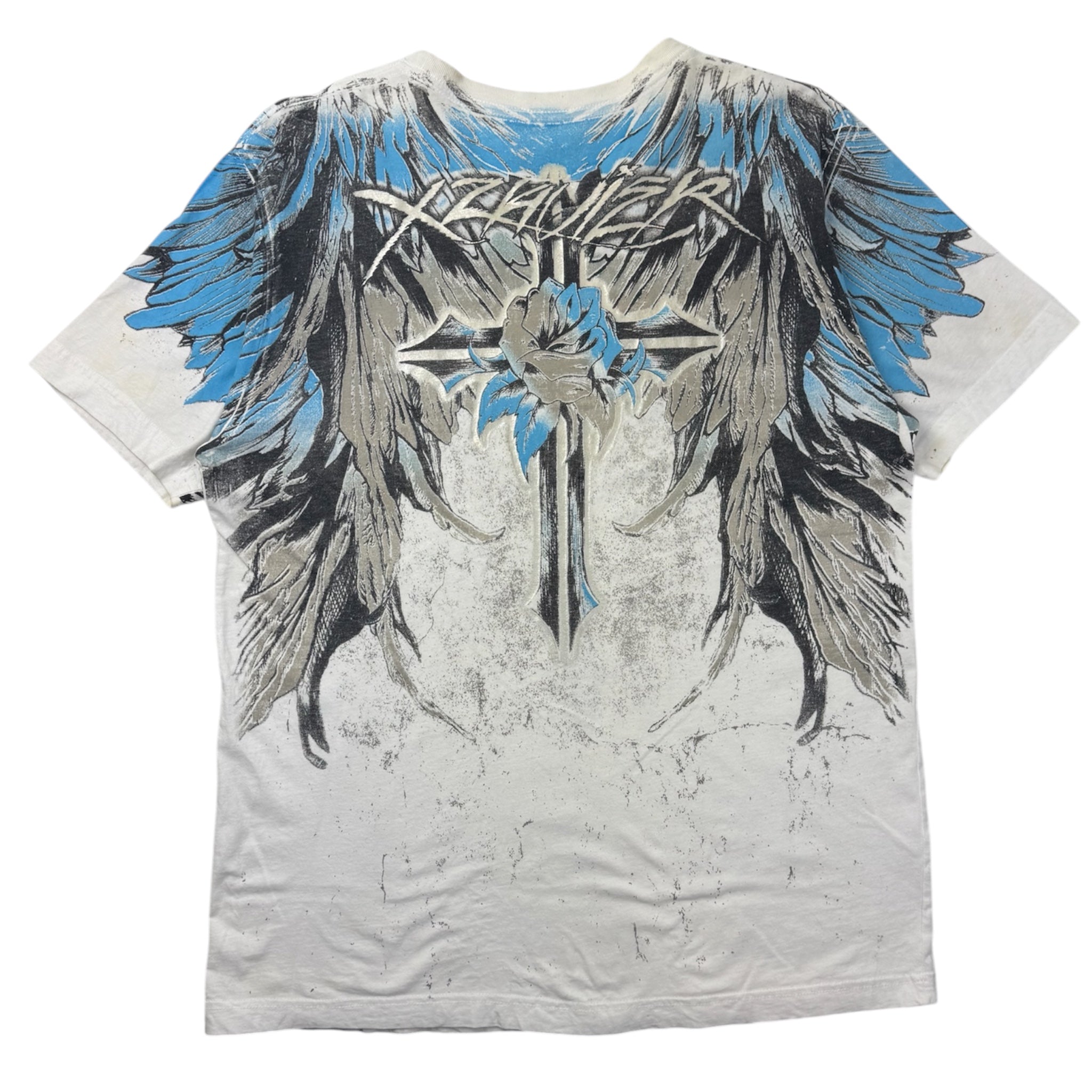 Vintage Y2K Xzavier Screaming Skulls Rhinestone Cyber T-Shirt