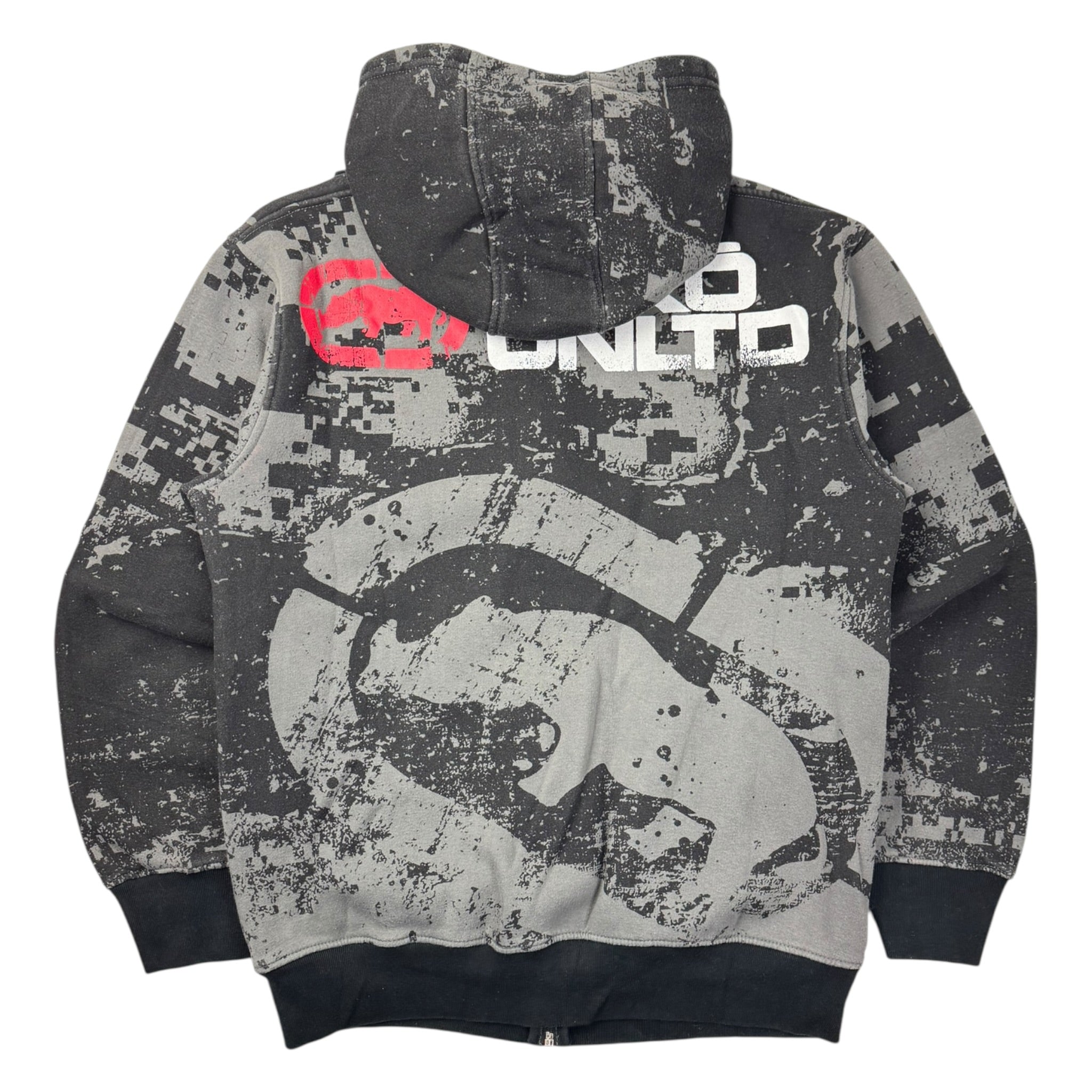 Vintage Eckō Unltd. Digi Camo Cyber Hoodie Grey