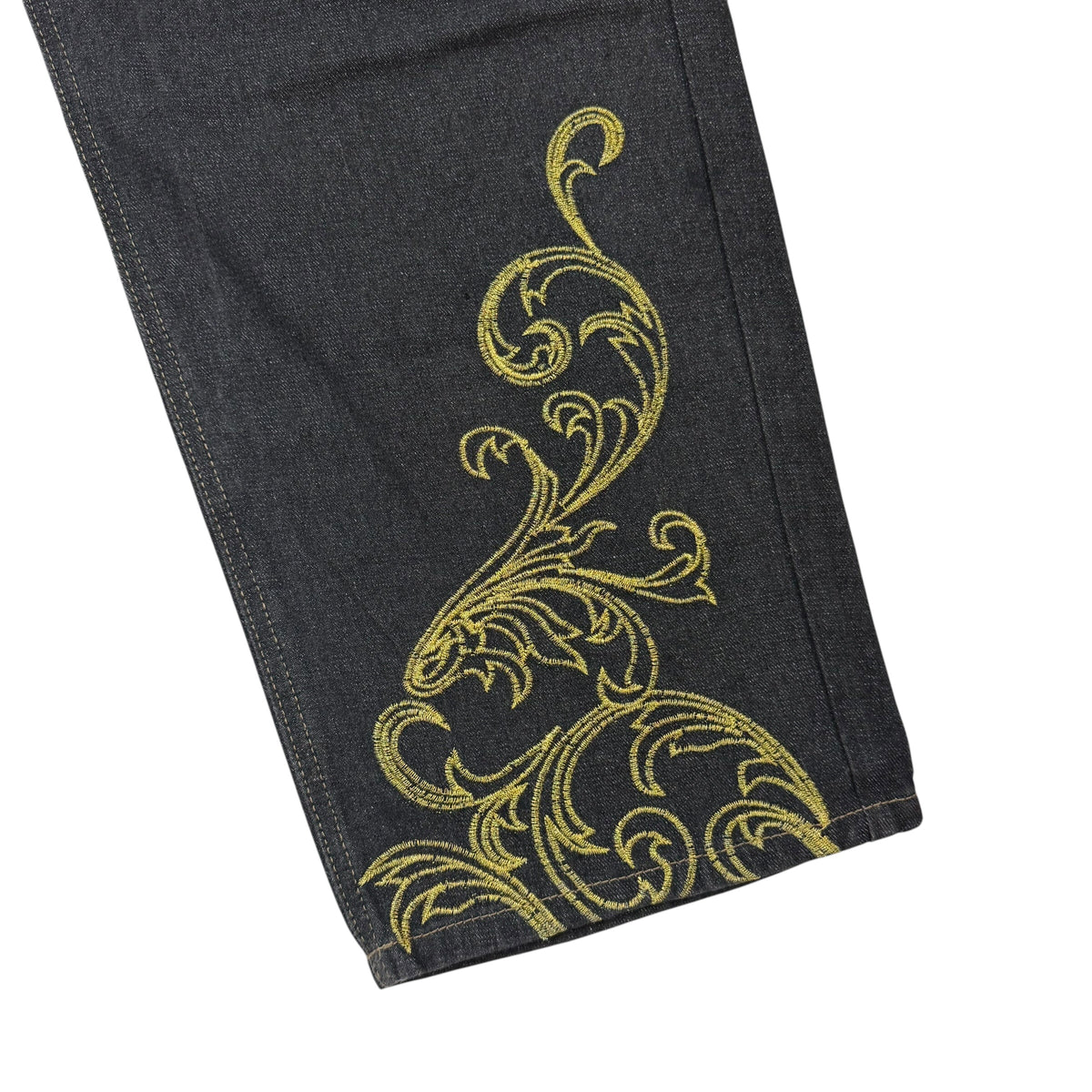 Vintage Y2K Embroidered Raw Denim Jeans Black