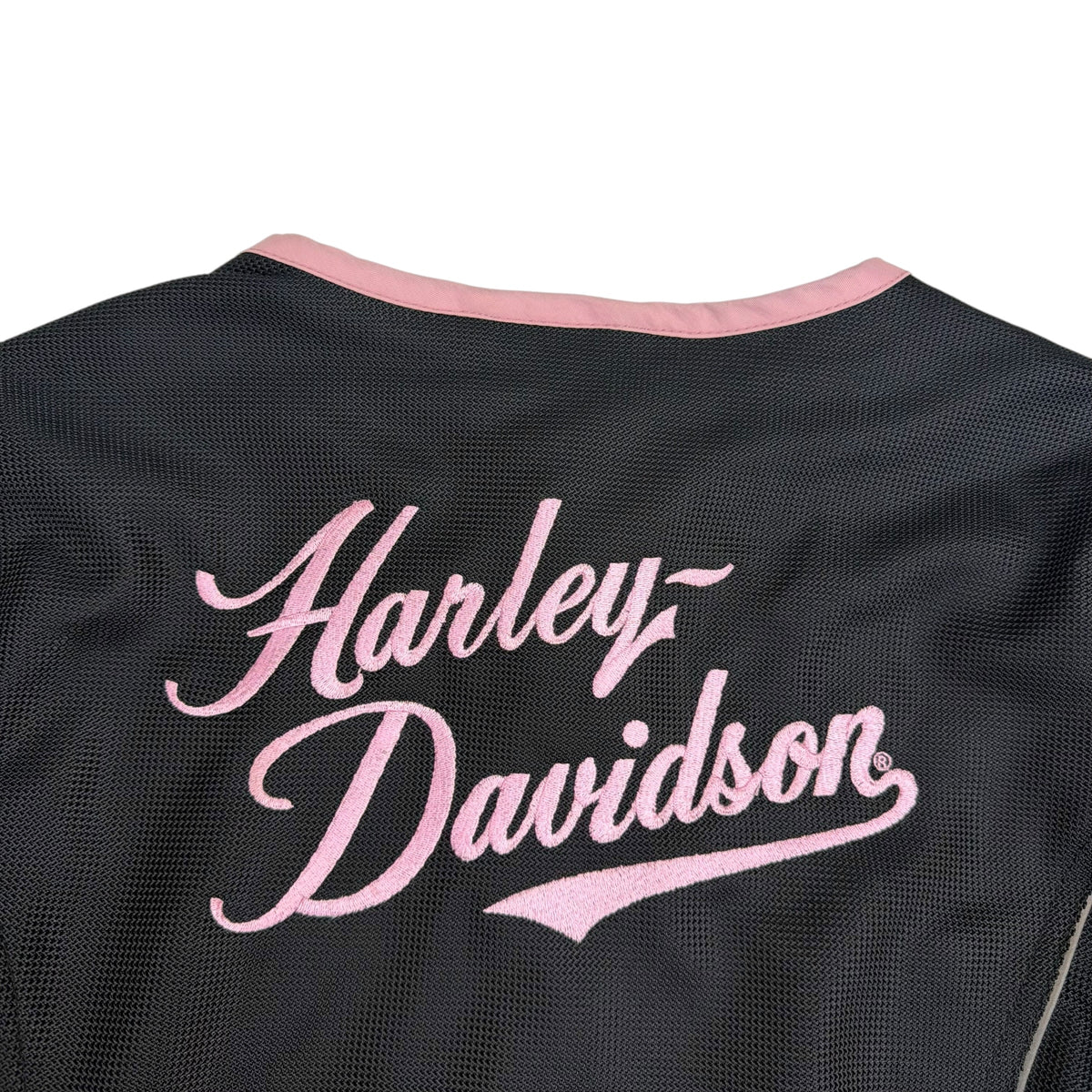 (W) Vintage Harley Davidson Mesh Motorcycle Jacket Black/Pink