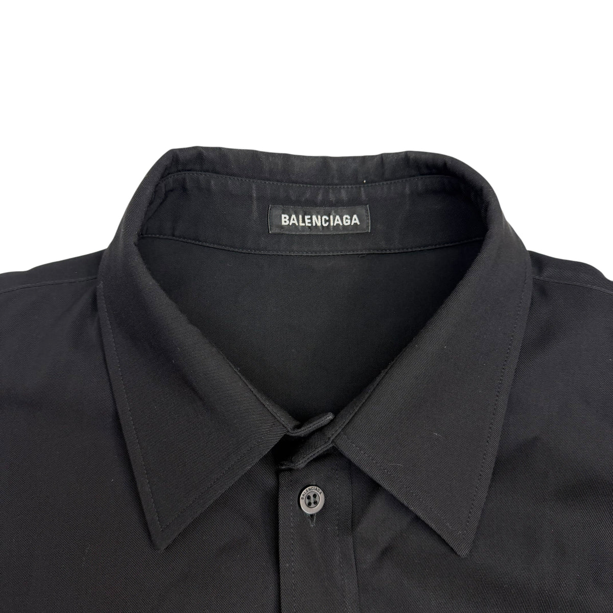 Balenciaga Oversized Button Up Dress Shirt Black