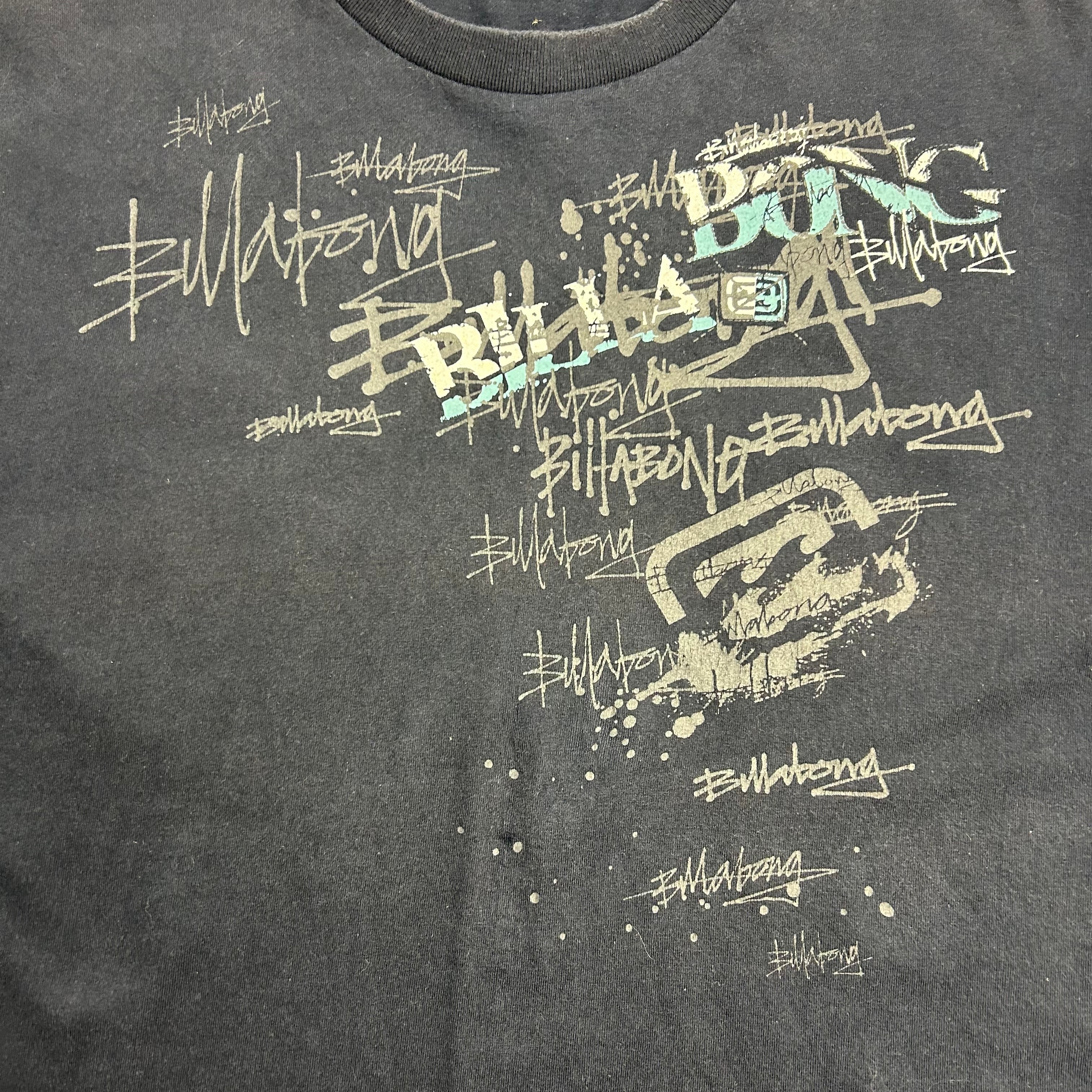 Vintage Y2K Billabong Graffiti Tee Navy