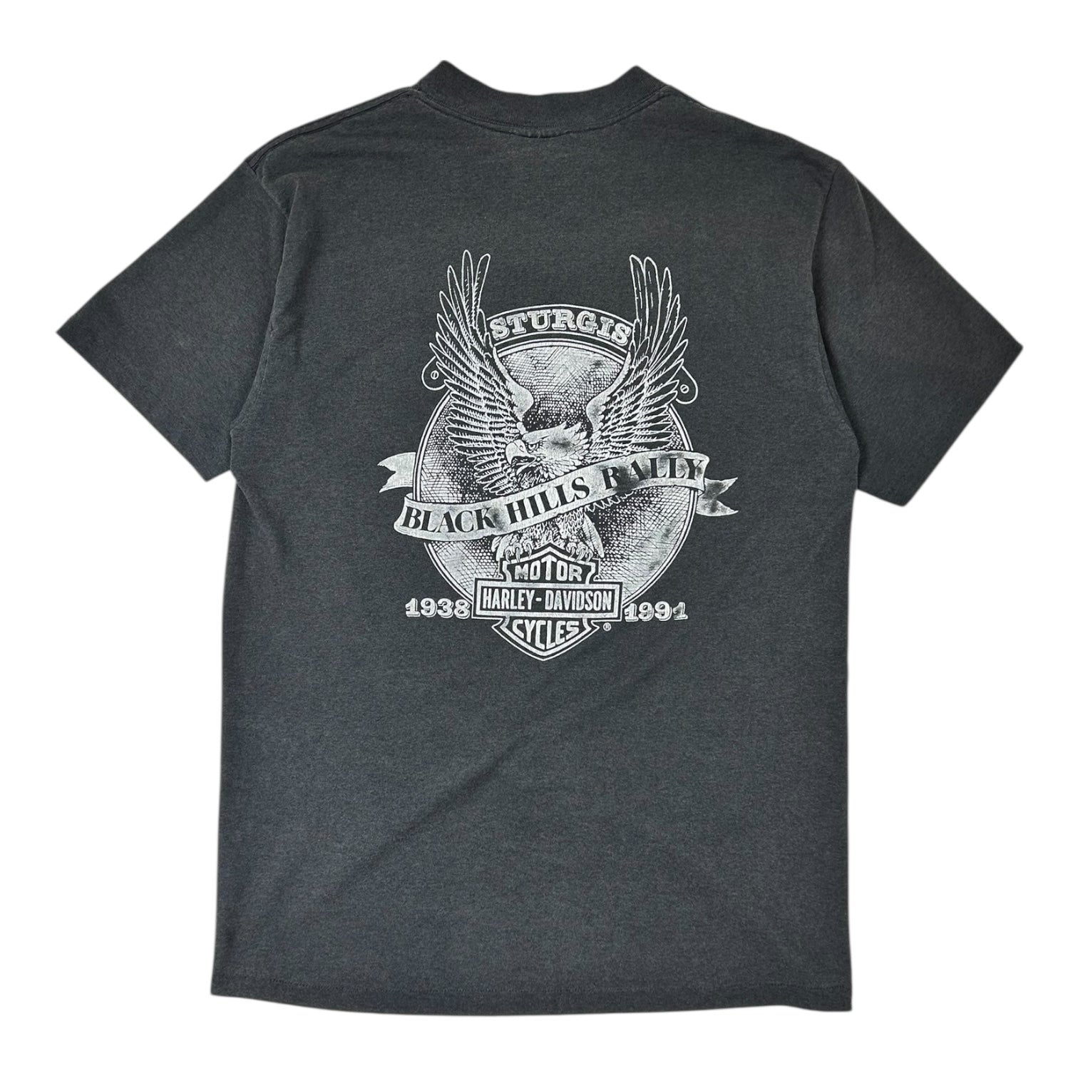 Vintage 1991 Harley Davidson Sturgis 3D Emblem T-Shirt Black